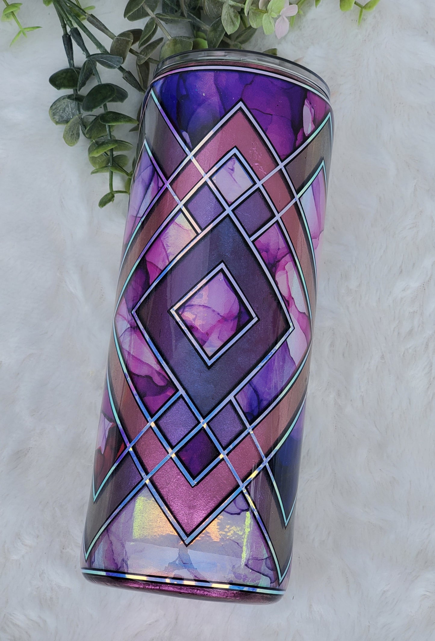 Template Pigment Abstract Holographic Custom Tumbler - 20 oz Skinny Straight - Purple Pink