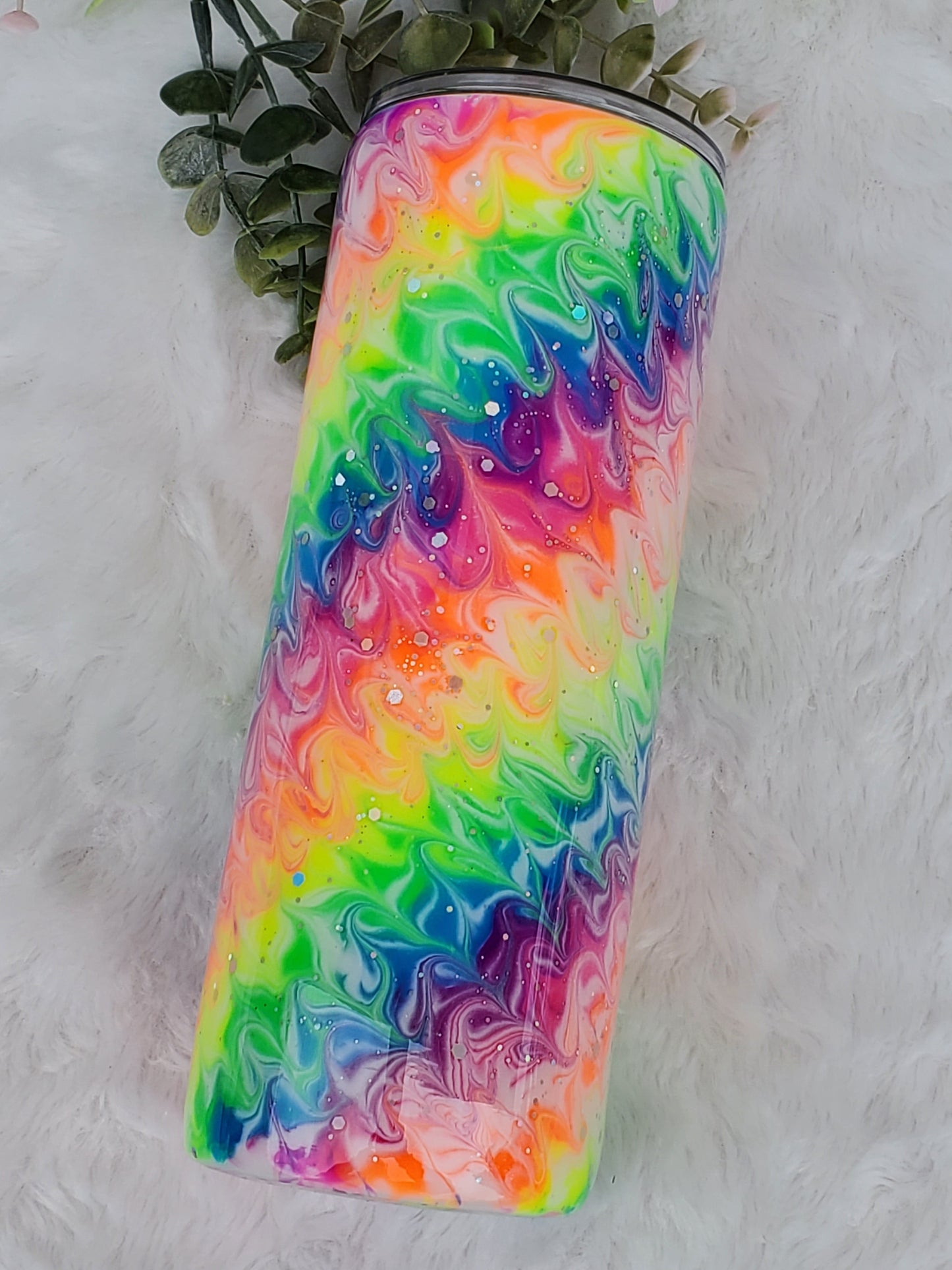 Boujie NEON GLOW pigment Custom Tumbler - 20 oz Skinny Straight - neons