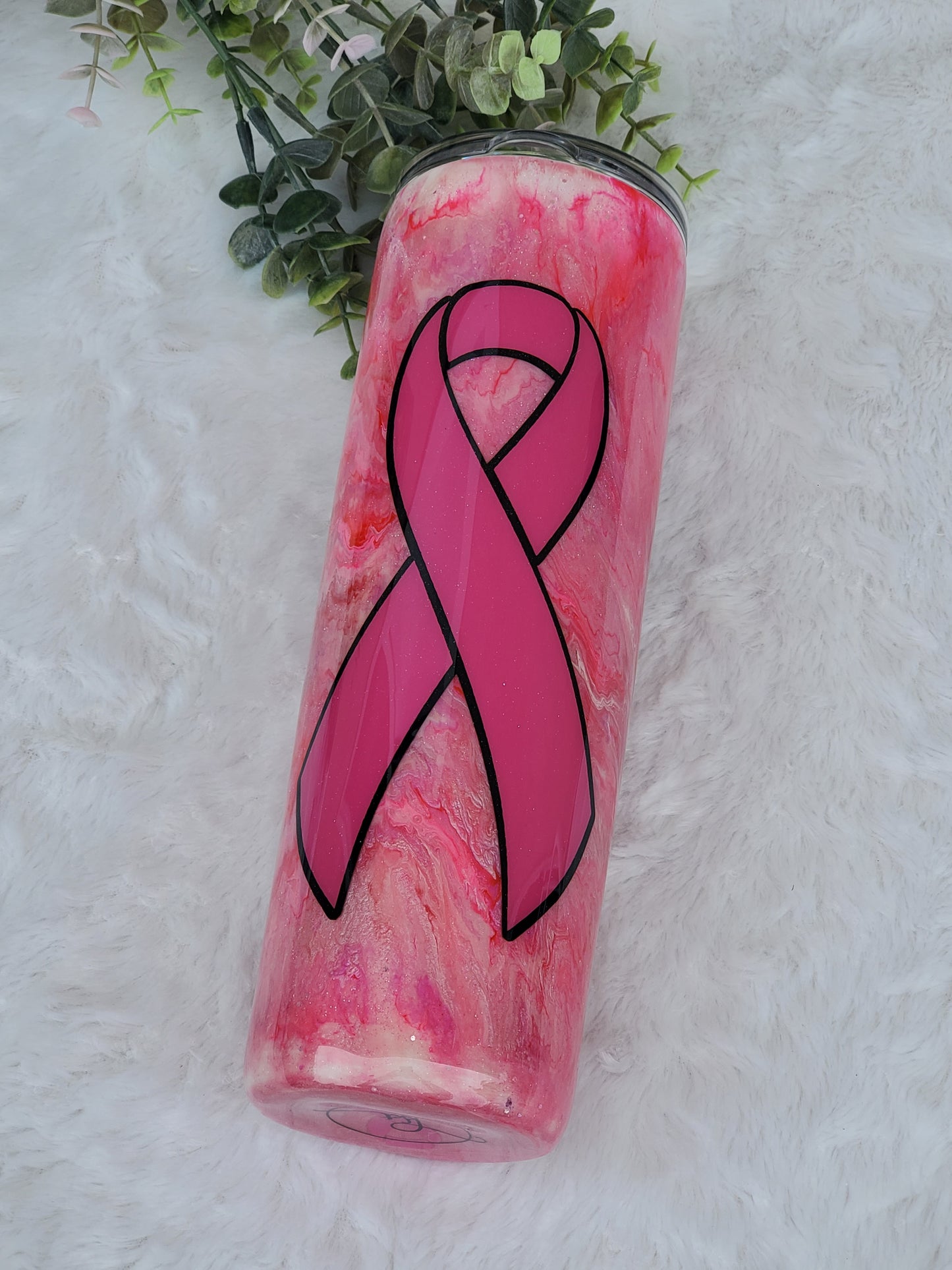 Breast Cancer Fight Waymaker glitter custom tumbler - 30 oz skinny taper - pink