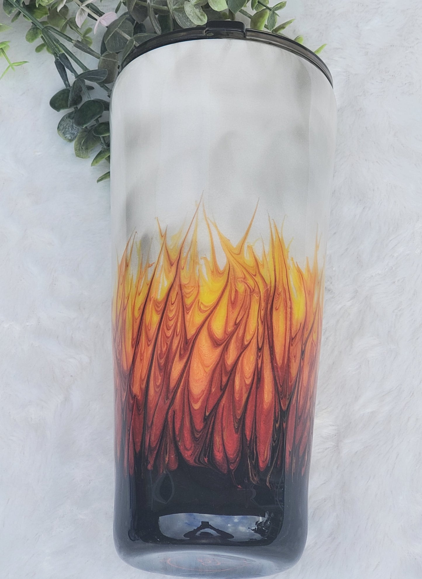 FIREFIGHTER Non Glitter pigment GLOW Custom Tumbler - 32 oz slim taper - red orange yellow