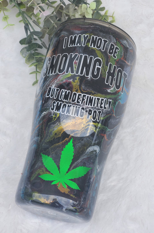 Smoking Hot/Pot Non Glitter Ink Swirl Custom Tumbler - 30 oz curve - green gold red blue