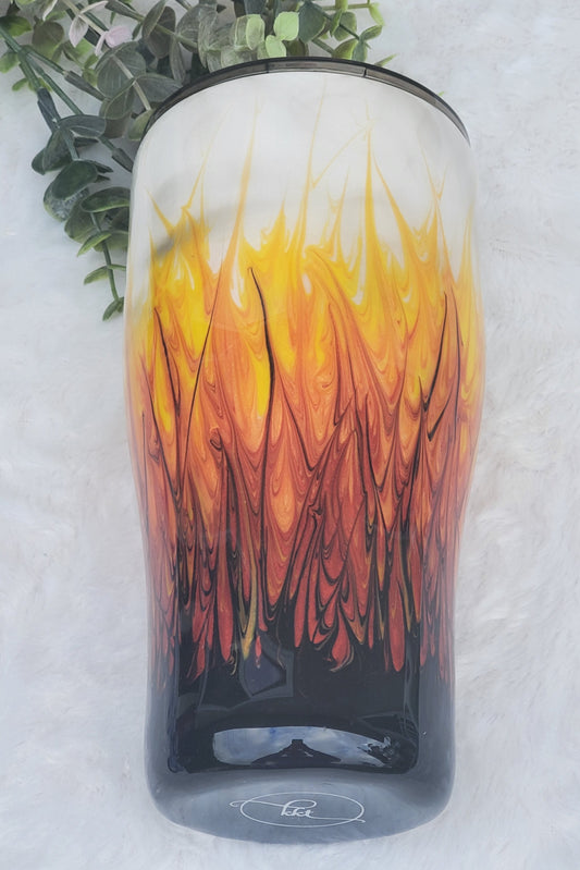 FIRE Non Glitter pigment GLOW Custom Tumbler - 30 oz curve - red orange yellow