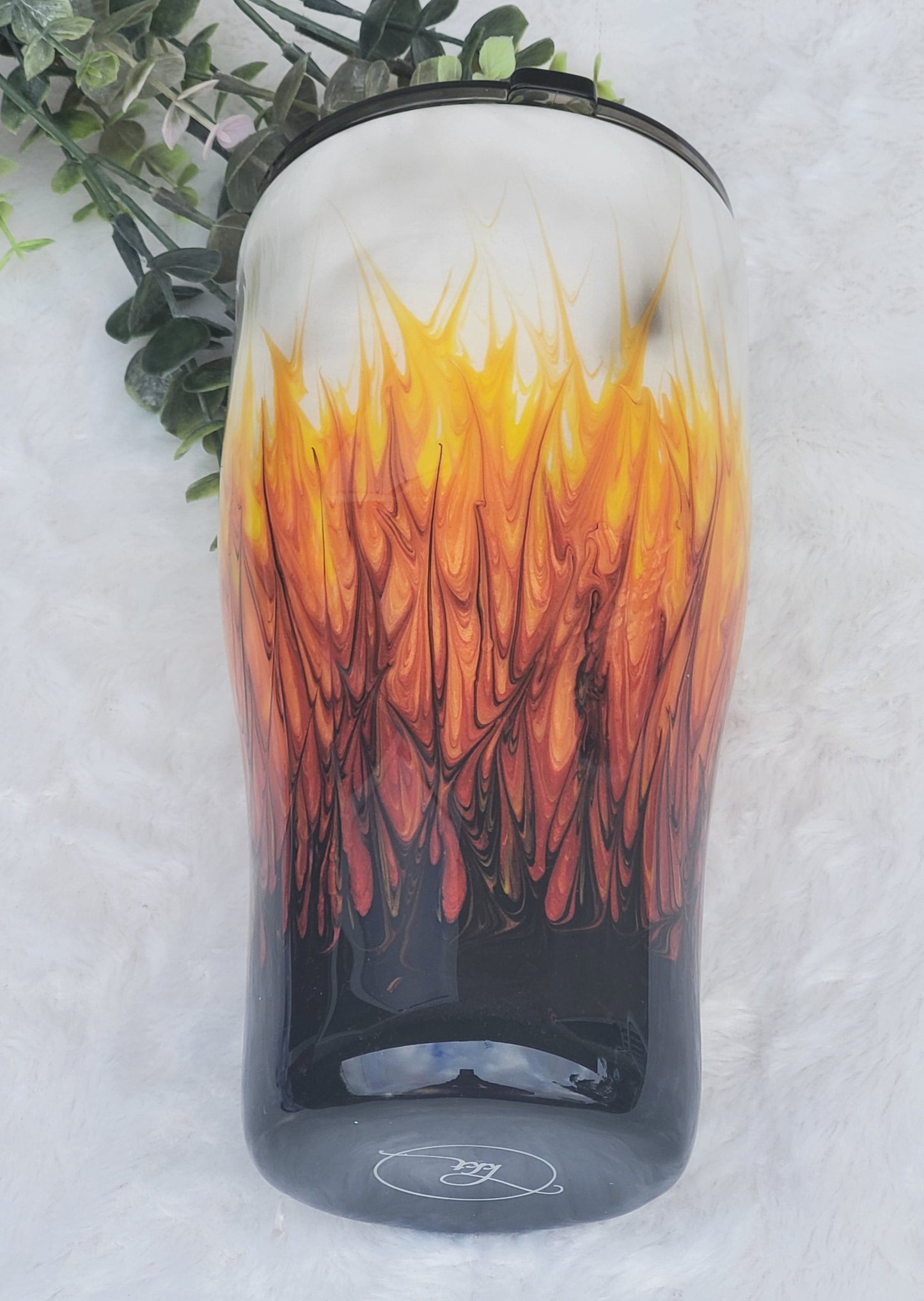 FIRE Non Glitter pigment GLOW Custom Tumbler - 30 oz curve - red orange yellow