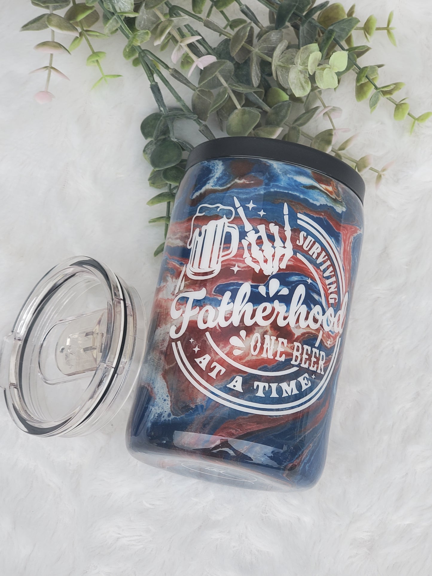 Surviving Fatherhood alcohol ink Non Glitter Tumbler - 12 oz Regular Kouzie - red blue