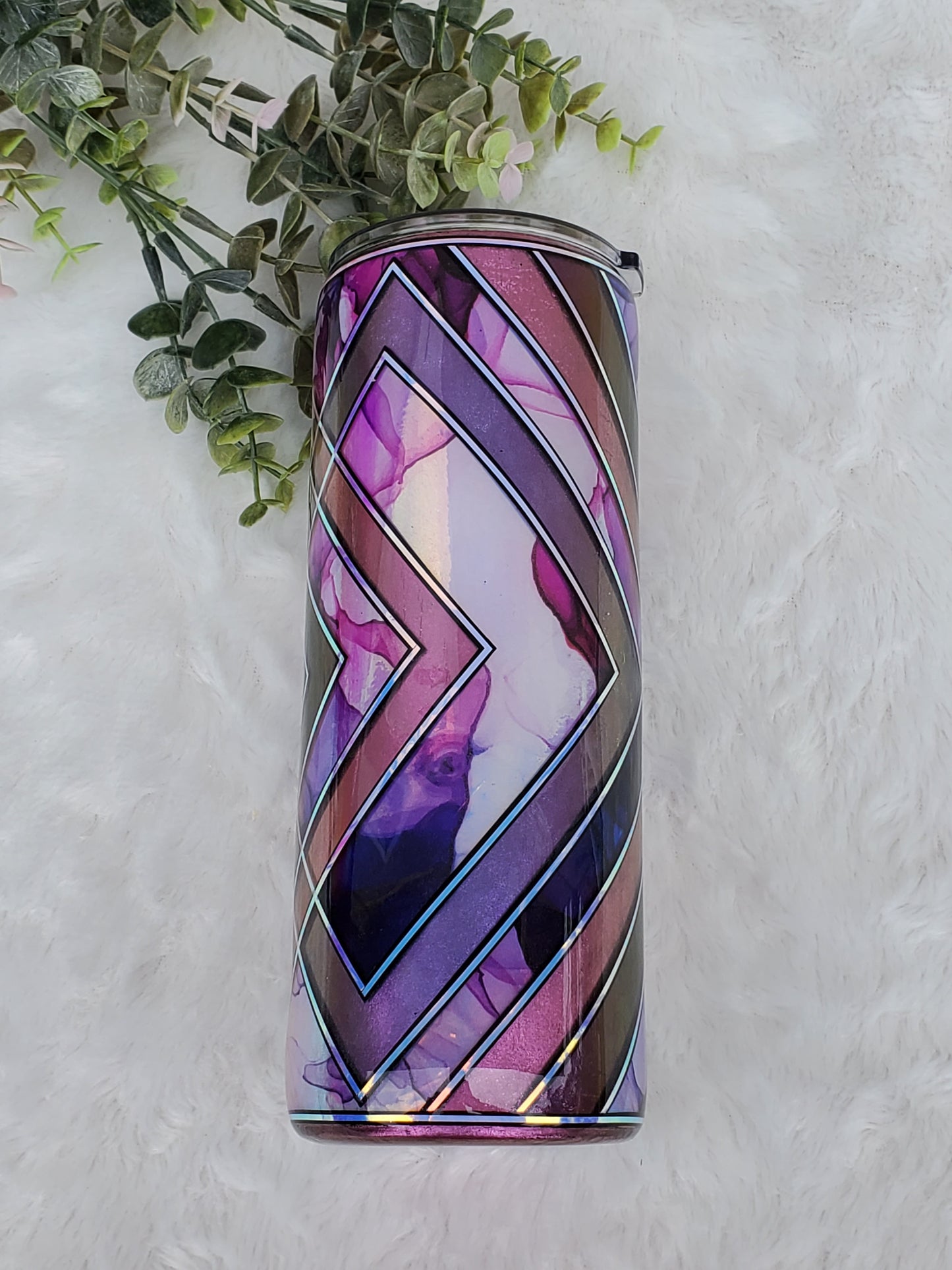 Template Pigment Abstract Holographic Custom Tumbler - 20 oz Skinny Straight - Purple Pink