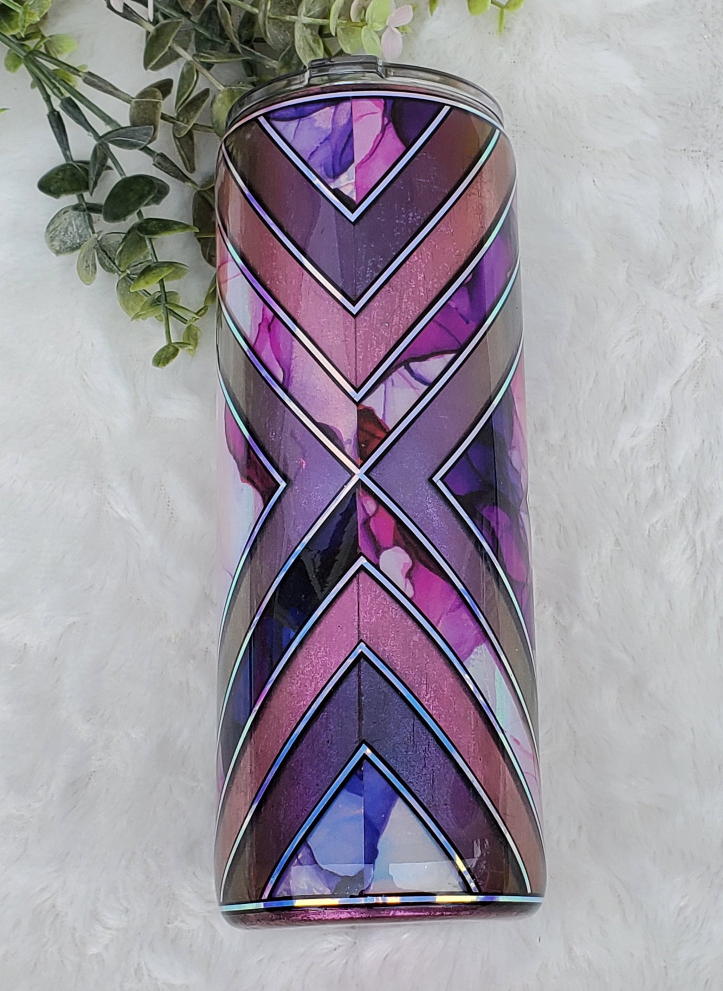 Template Pigment Abstract Holographic Custom Tumbler - 20 oz Skinny Straight - Purple Pink