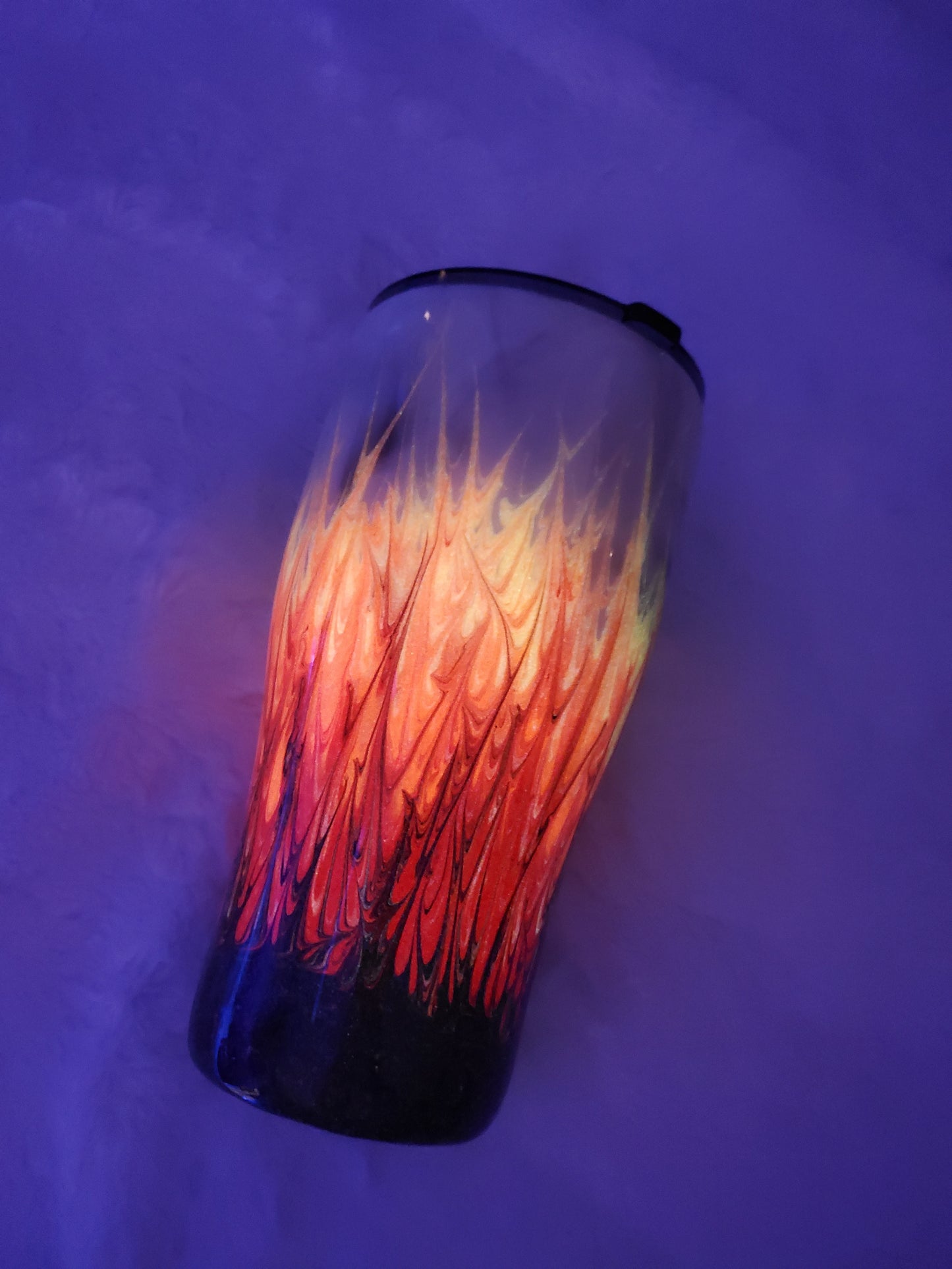 FIRE Non Glitter pigment GLOW Custom Tumbler - 30 oz curve - red orange yellow