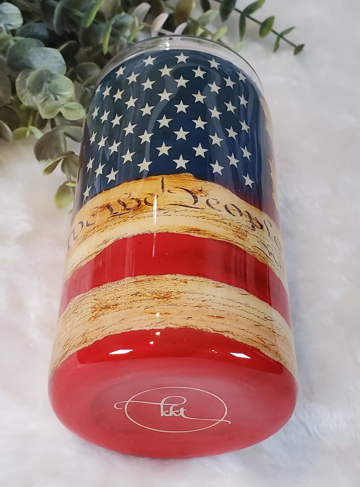 Flag Constitution Distressed Non Glitter Tumbler - 14 oz straight - Red/White/Blue