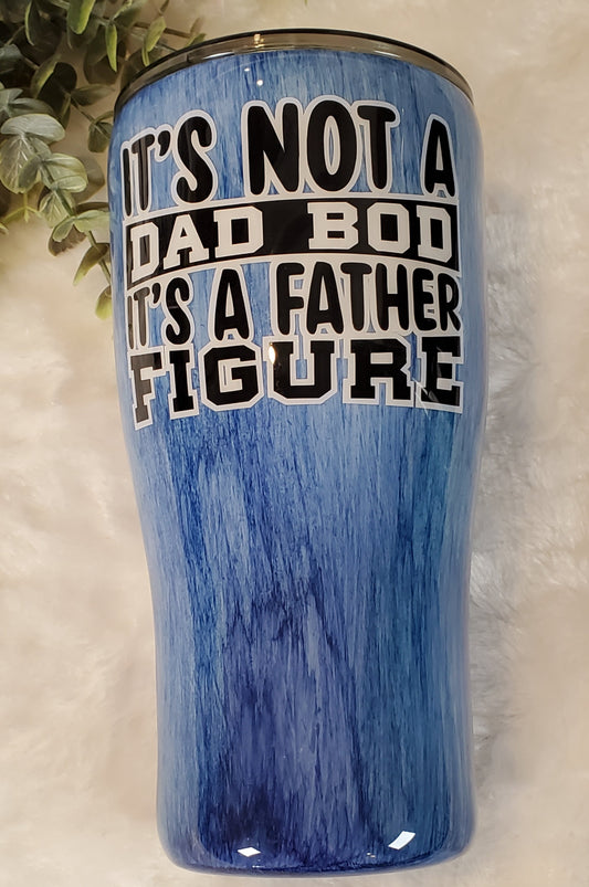 Dad It's Not a Dad Bod It's a Father Figure woodgrain Custom Tumbler - 30 oz curve - blue