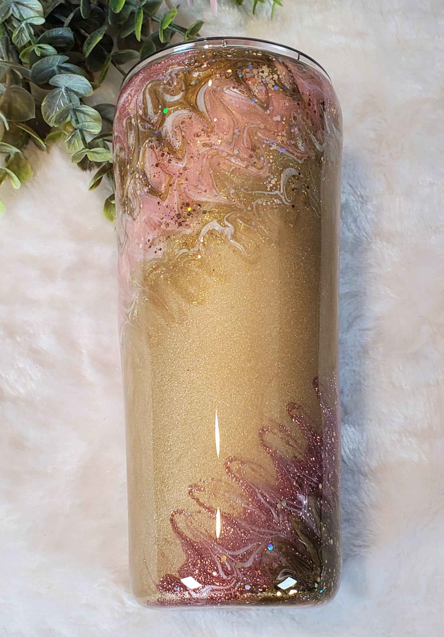 Boujie Rose Gold Glitter Pigment Custom Tumbler - 22 oz Slim Taper