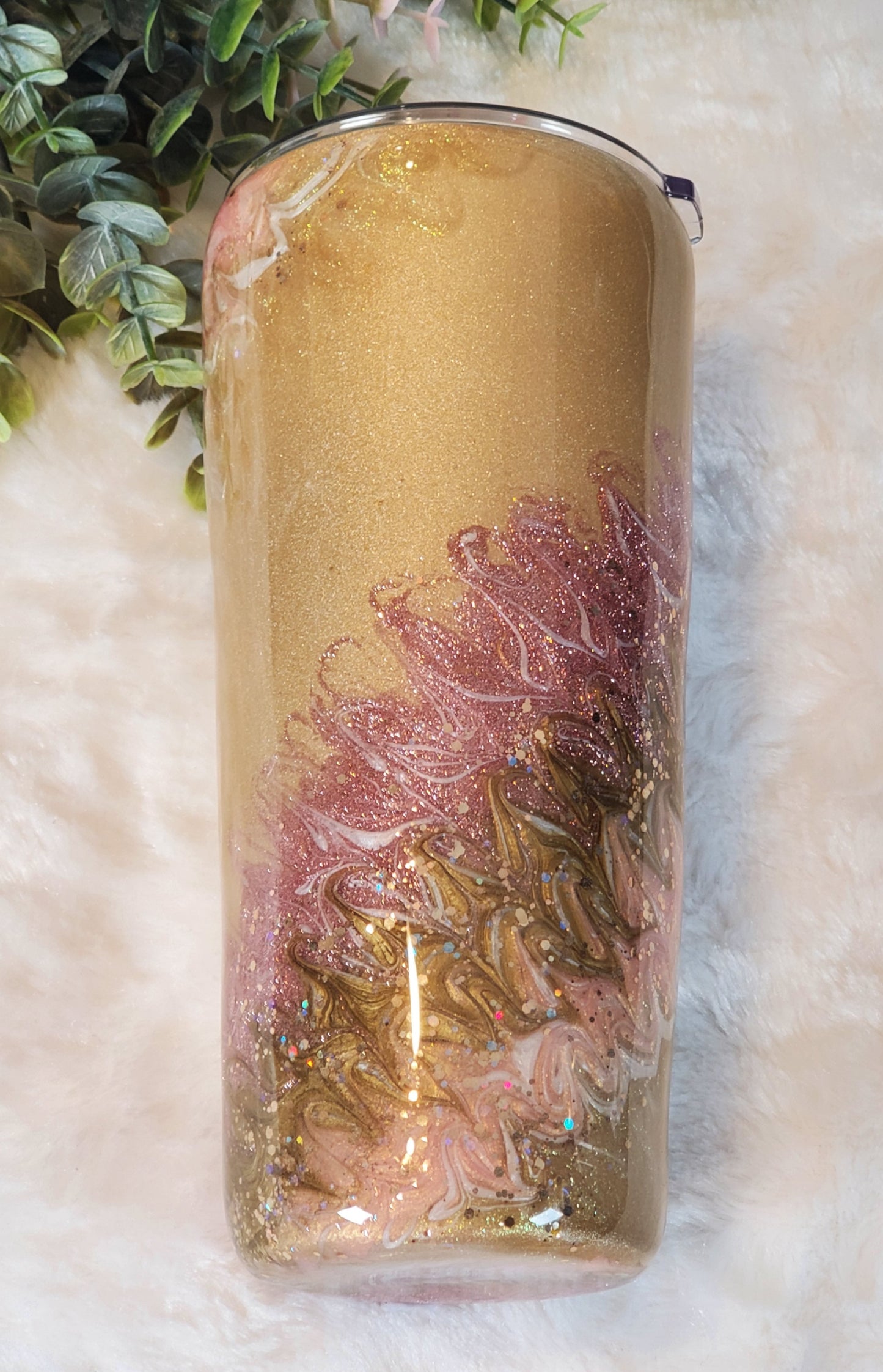 Boujie Rose Gold Glitter Pigment Custom Tumbler - 22 oz Slim Taper