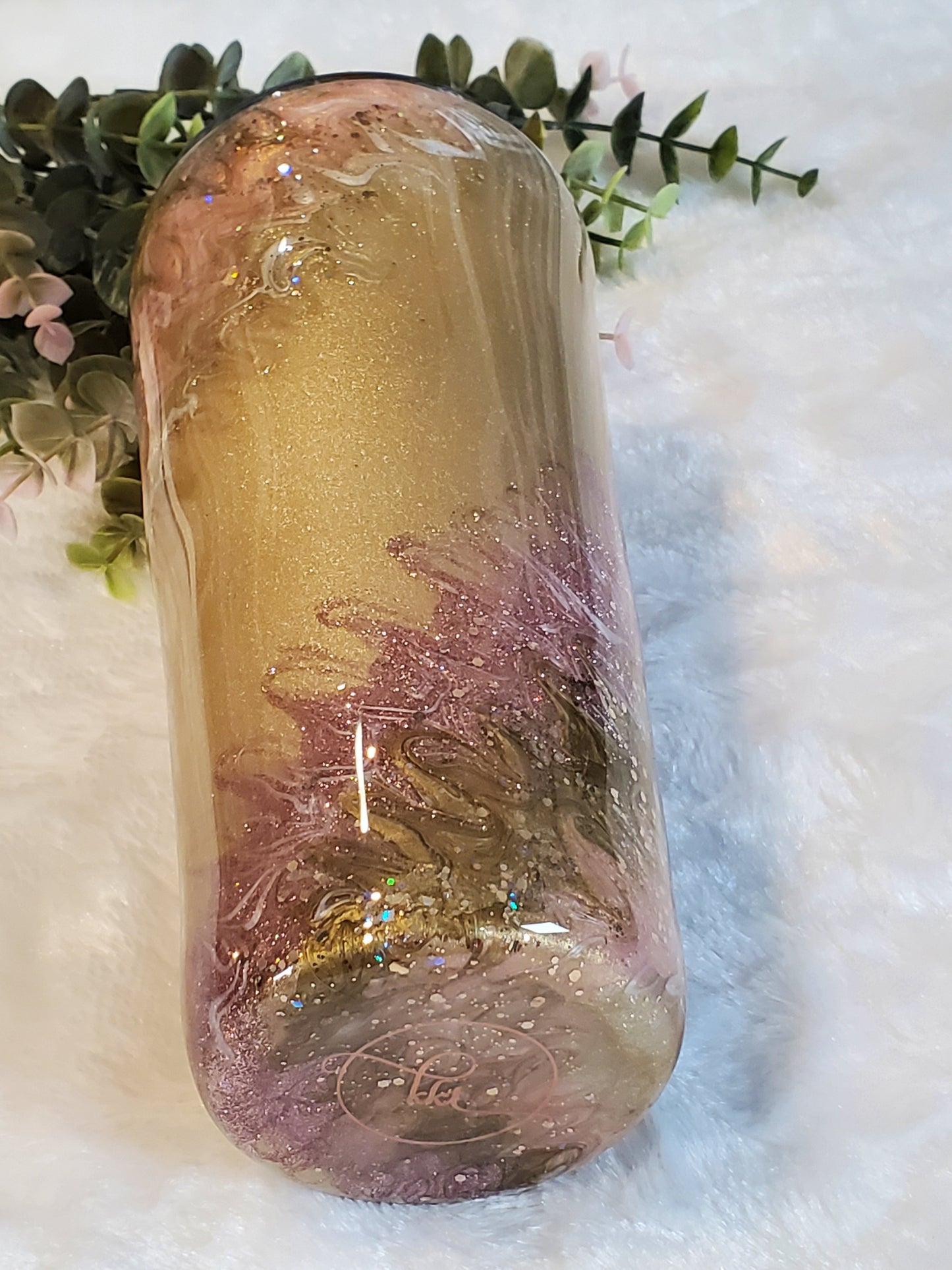 Boujie Rose Gold Glitter Pigment Custom Tumbler - 22 oz Slim Taper