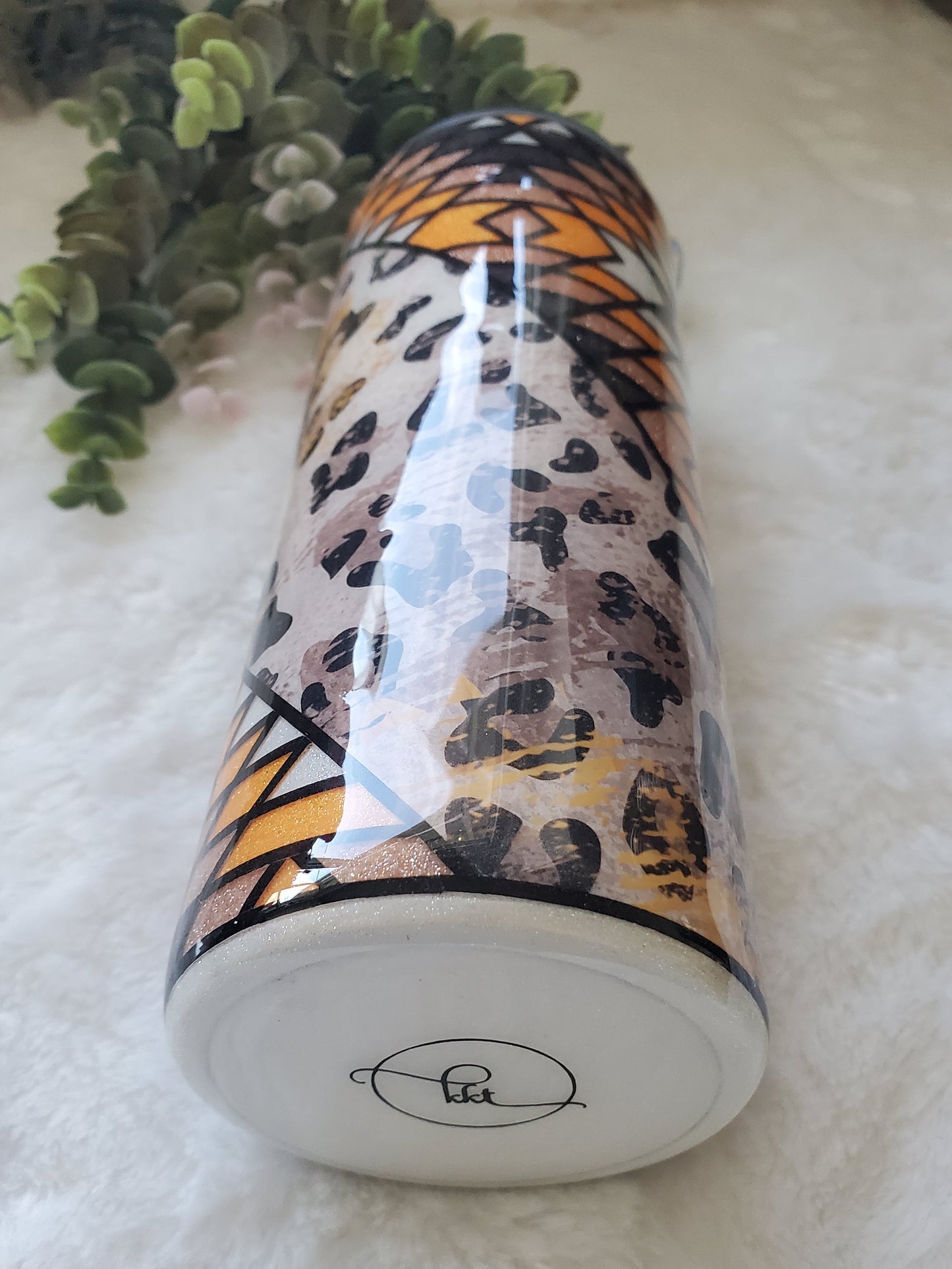 Sunflower leopard template Glitter Custom Tumbler - 24 oz Skinny - yellow black white