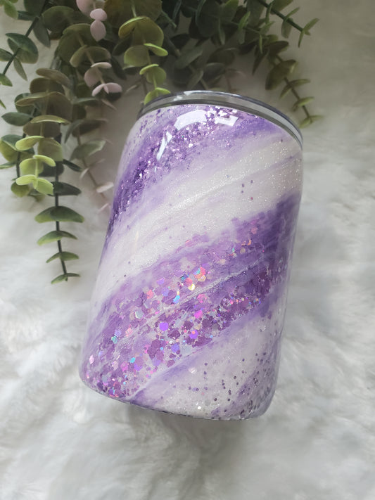 Glitter Swirl Milky Way Custom Tumbler - 14 oz Skinny Straight- Purple, white