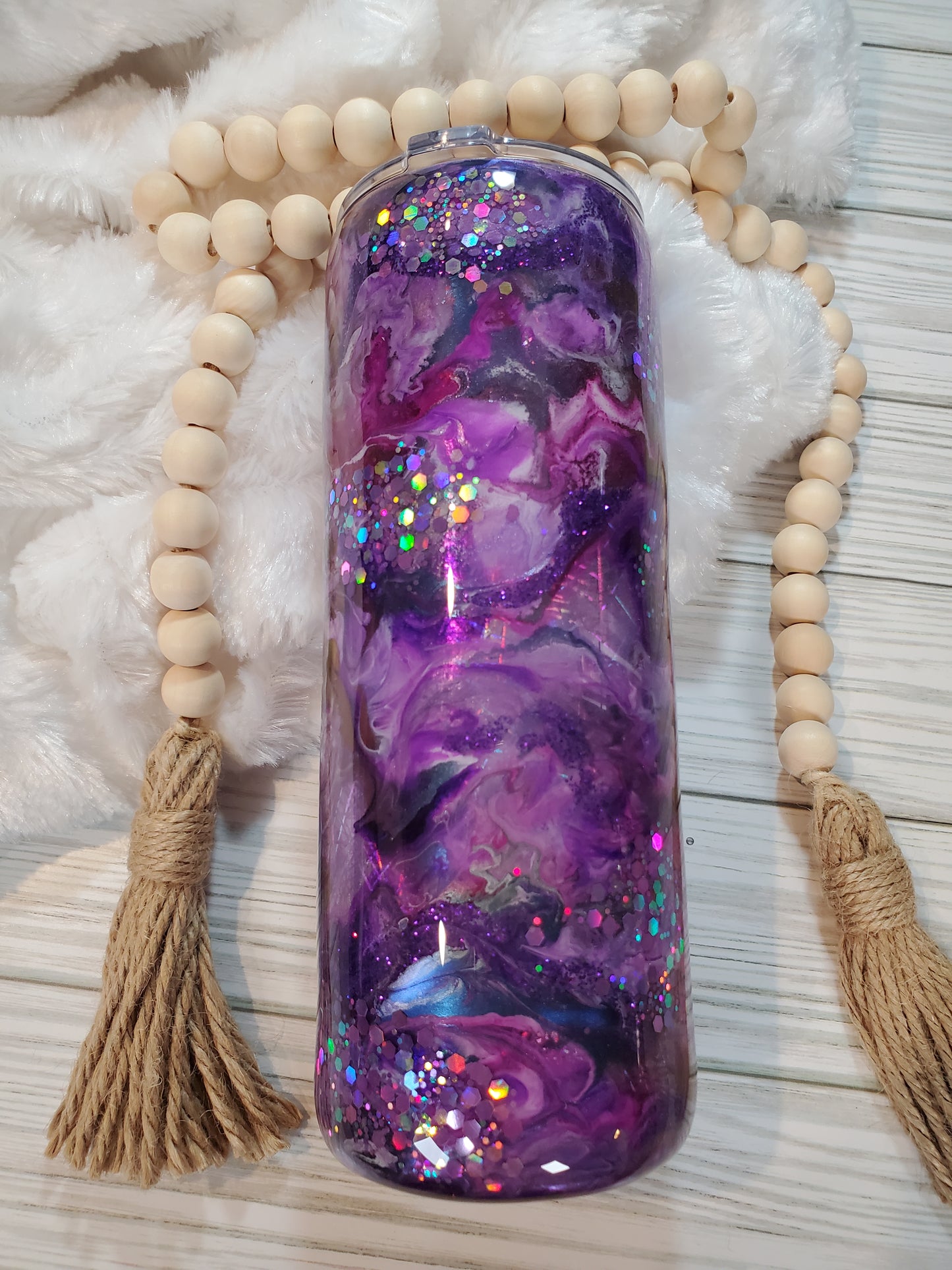 Ink swirl Holographic Glitter Custom Tumbler - 32oz plump - Purple (Copy)