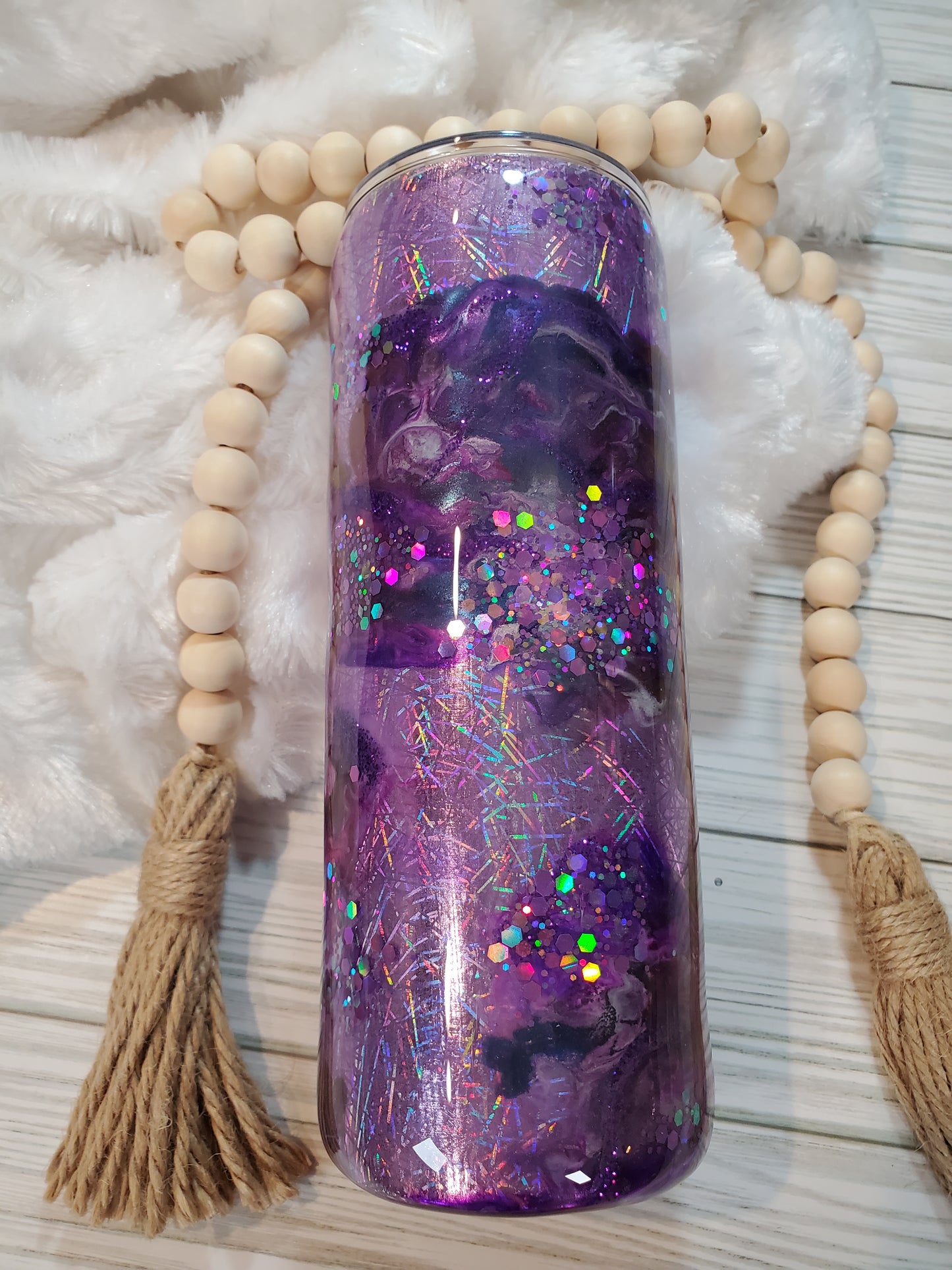 Ink swirl Holographic Glitter Custom Tumbler - 32oz plump - Purple (Copy)