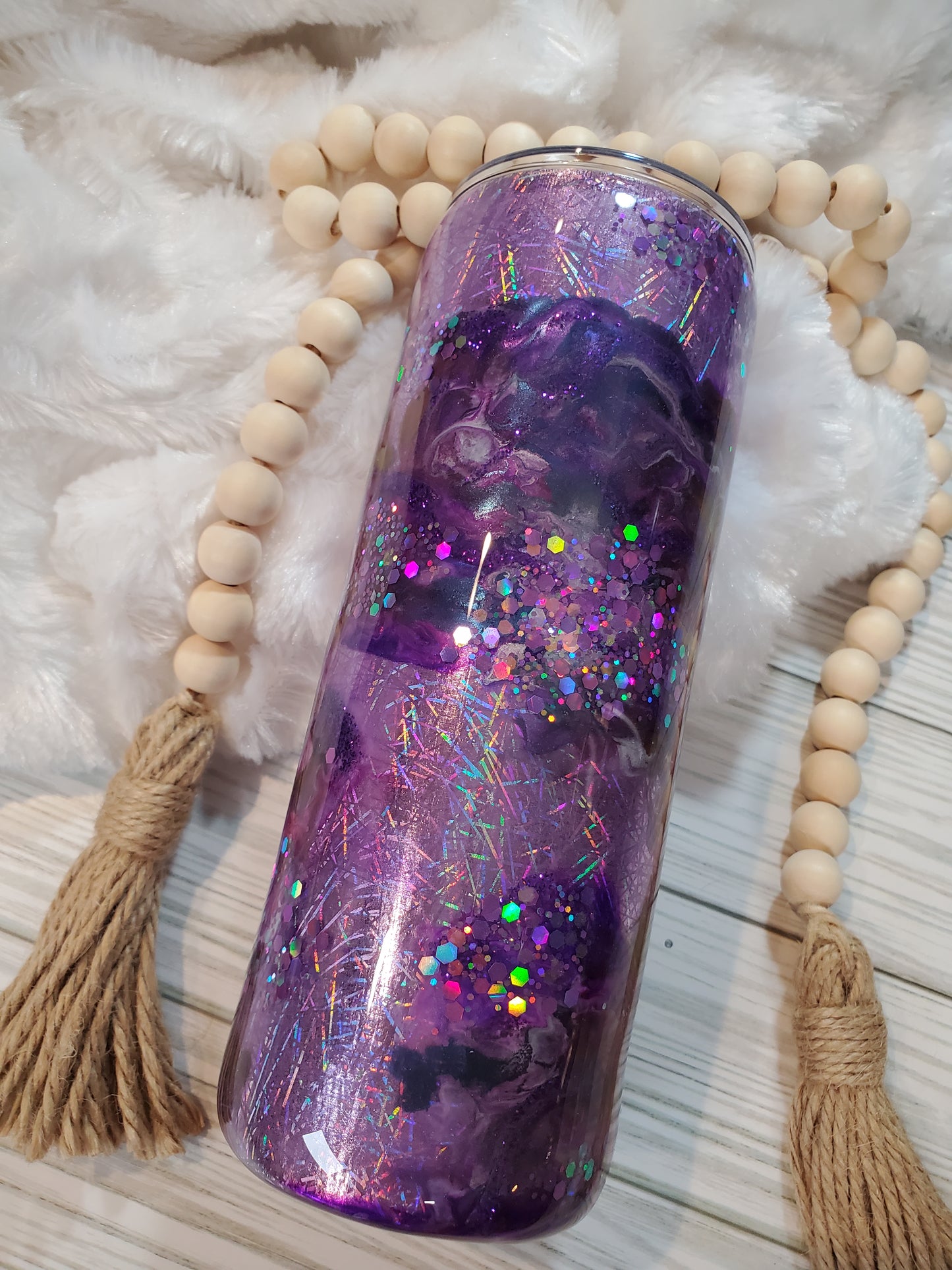 Ink swirl Holographic Glitter Custom Tumbler - 32oz plump - Purple (Copy)