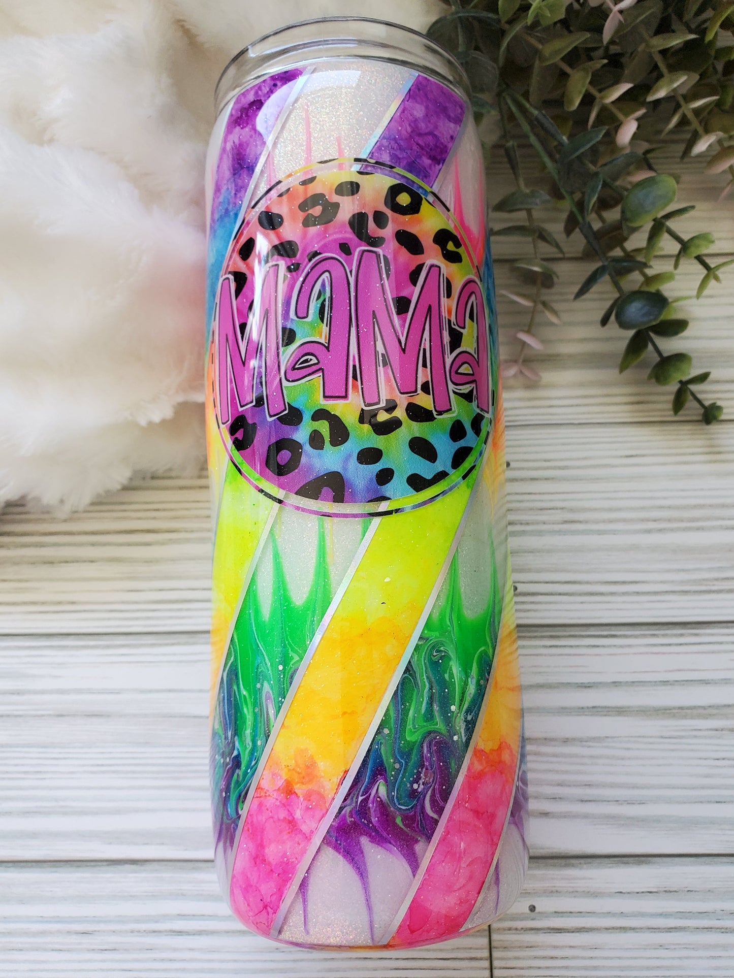 MAMA Neon Boujie Pigment Custom Tumbler - 20 oz Skinny Straight - neon