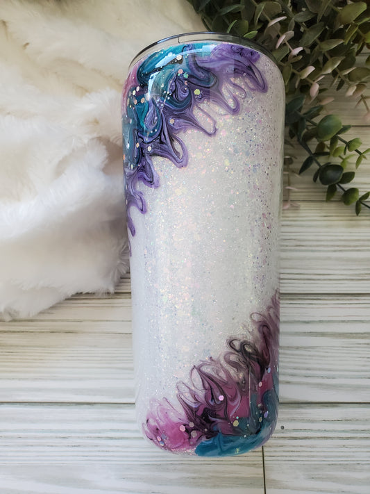 Bougie Pigment Custom Tumbler - add name - 22 oz Taper - purple pink turquoise