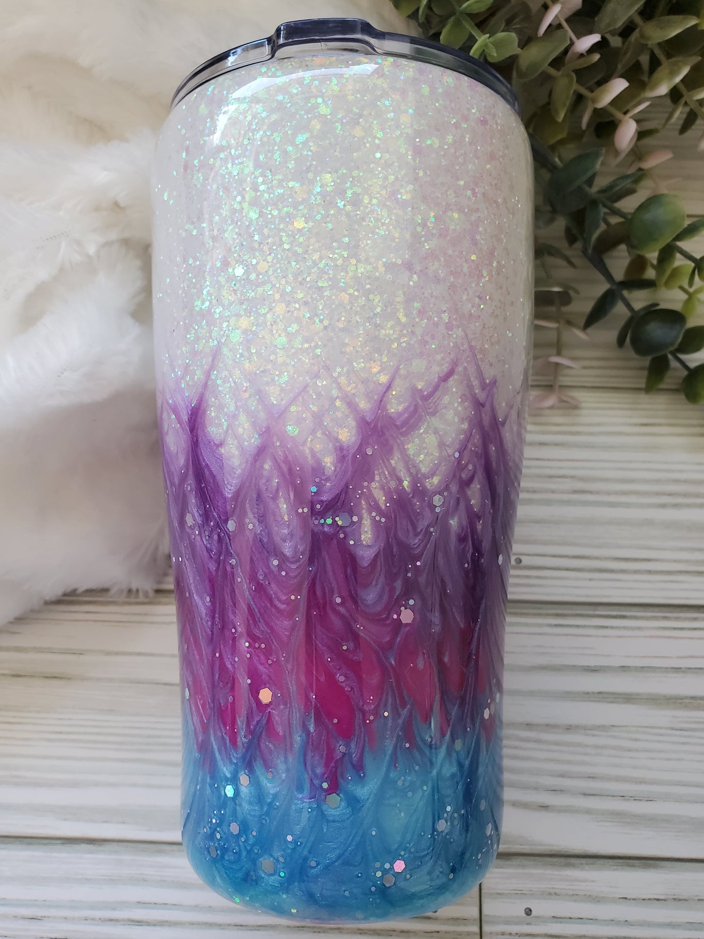 Your story is not over boujie glittered custom tumbler - 20 oz curve - purple blue turquoise