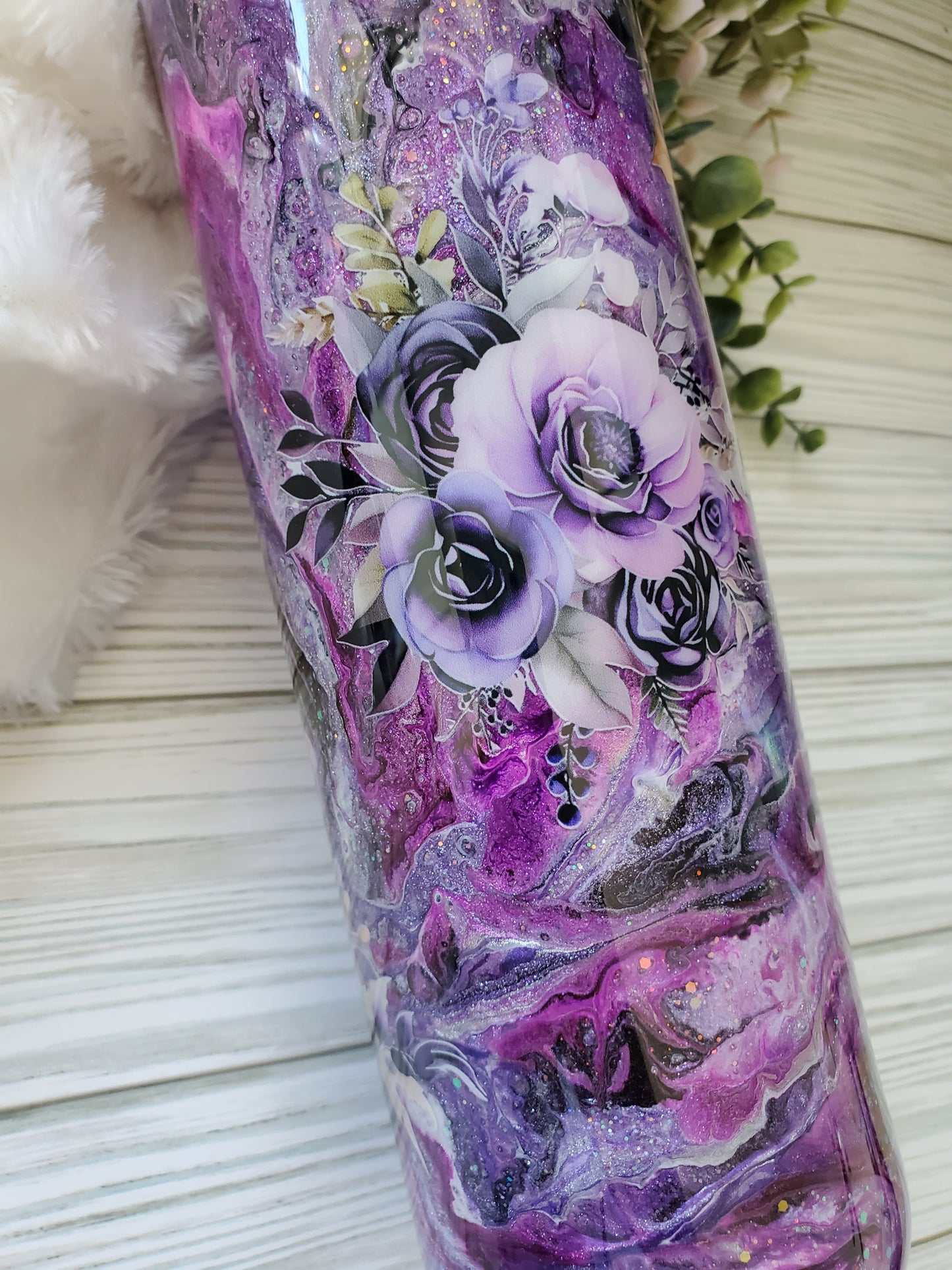 Floral Waymaker Alcohol Ink pigment Custom Tumbler - 32 oz skinny - Purple