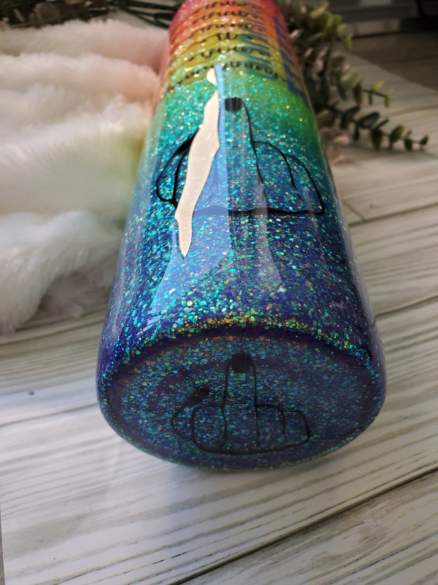 Neon Glitter ombre F this, that Middle Finger Custom Tumbler - 32 oz skinny - neon