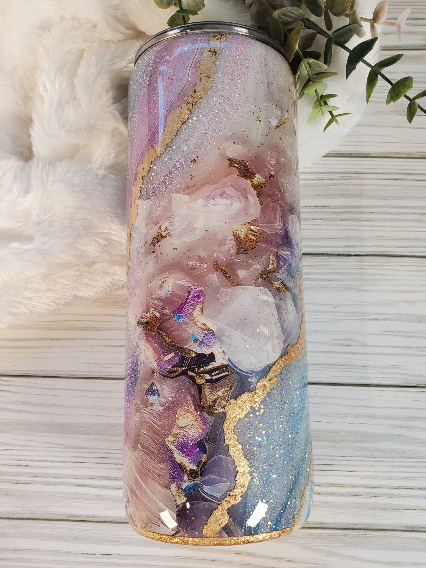 Crystals Geode Glitter Custom Tumbler - 20 oz Skinny Straight - all colors