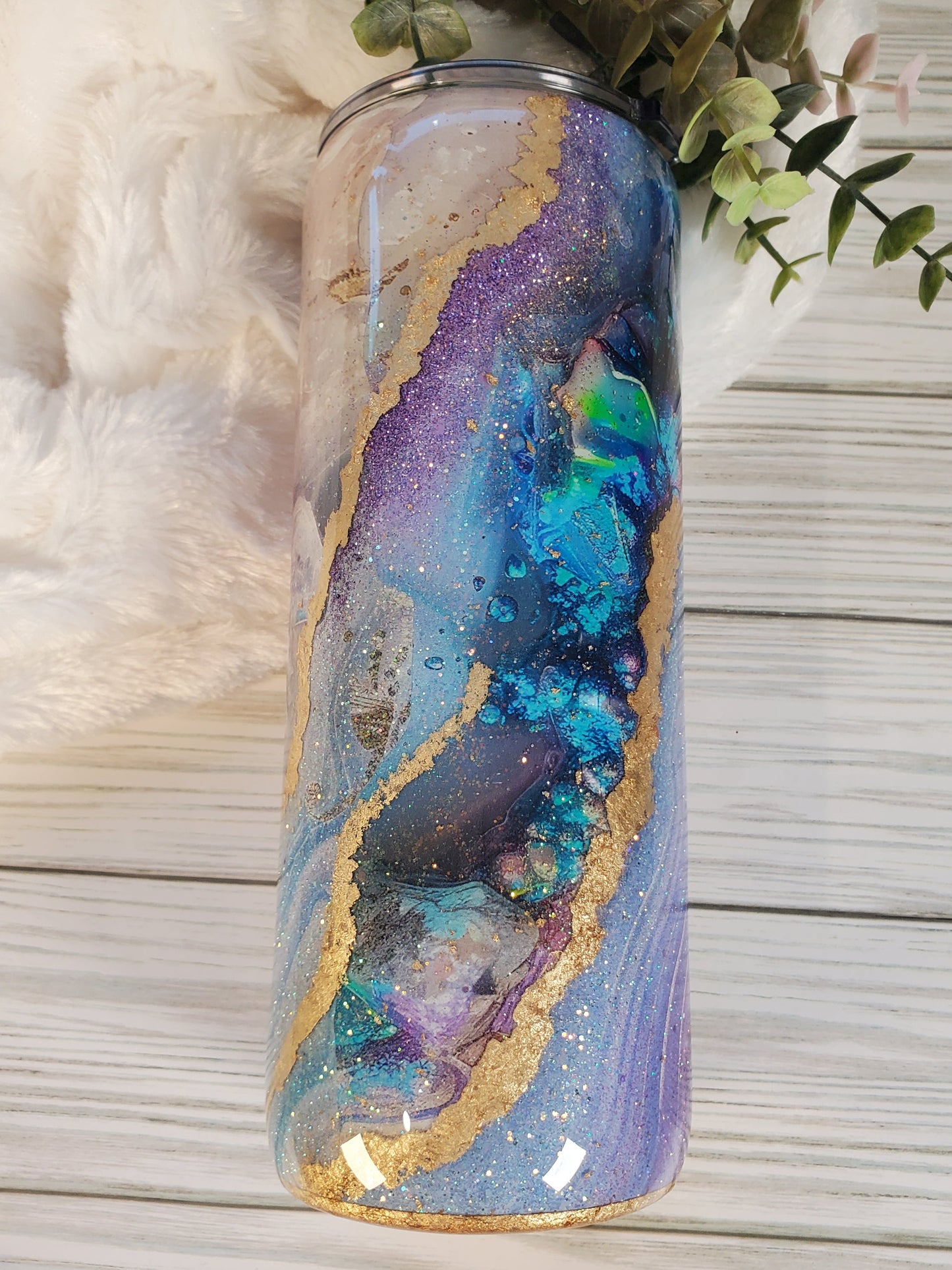Crystals Geode Glitter Custom Tumbler - 20 oz Skinny Straight - all colors