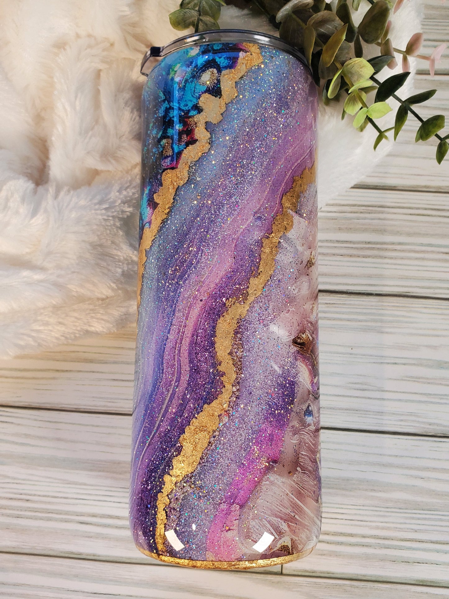 Crystals Geode Glitter Custom Tumbler - 20 oz Skinny Straight - all colors