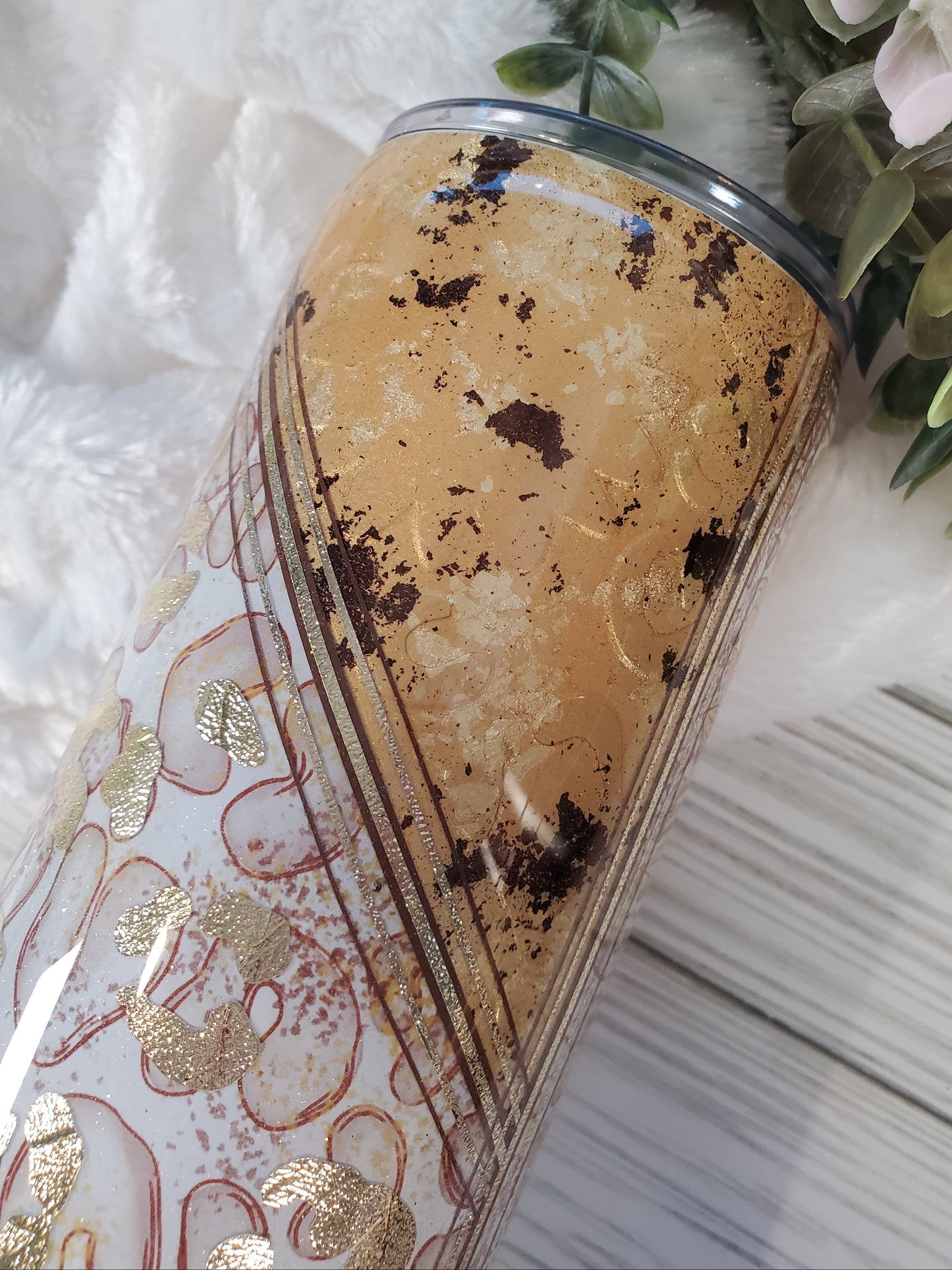 Sunflower Leopard Textured foil maship Custom Tumbler - 32 oz skinny - yellow gold