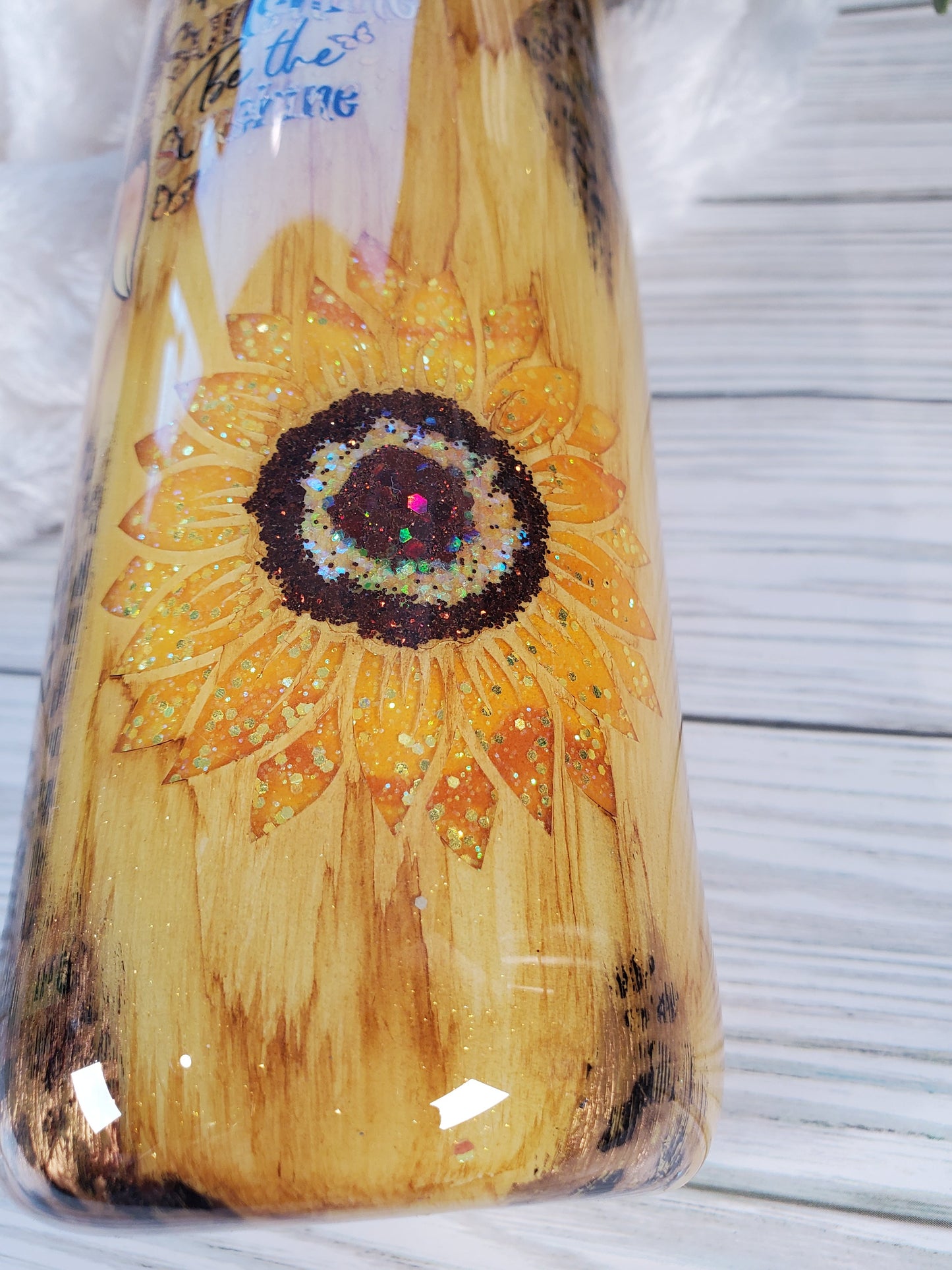 When you can't find the sunshine be the sunshine sunflower glitter Custom Tumbler - 30 oz Skinny Taper - yellow brown