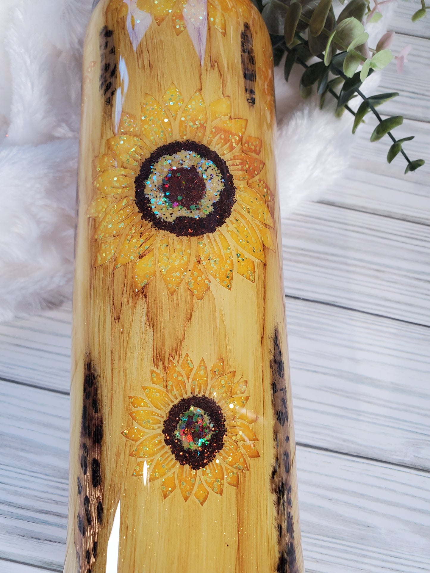 When you can't find the sunshine be the sunshine sunflower glitter Custom Tumbler - 30 oz Skinny Taper - yellow brown