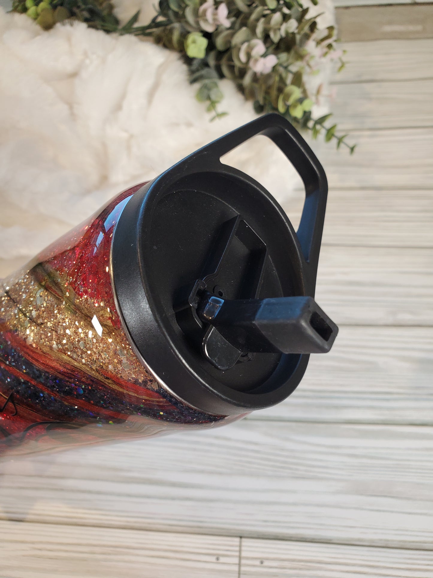 Music note Glitter swirl milkyway Custom DUO HYDRO Tumbler - 30 oz Skinny Straight -red black gold