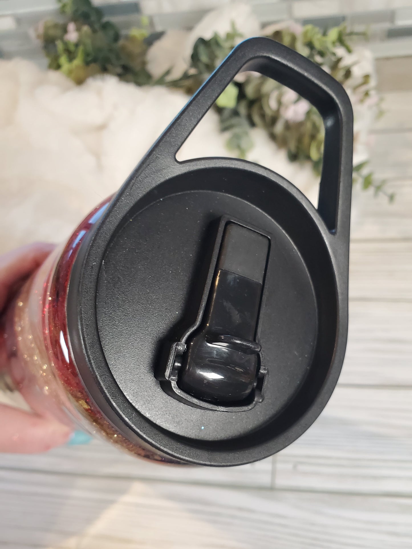 Music note Glitter swirl milkyway Custom DUO HYDRO Tumbler - 30 oz Skinny Straight -red black gold