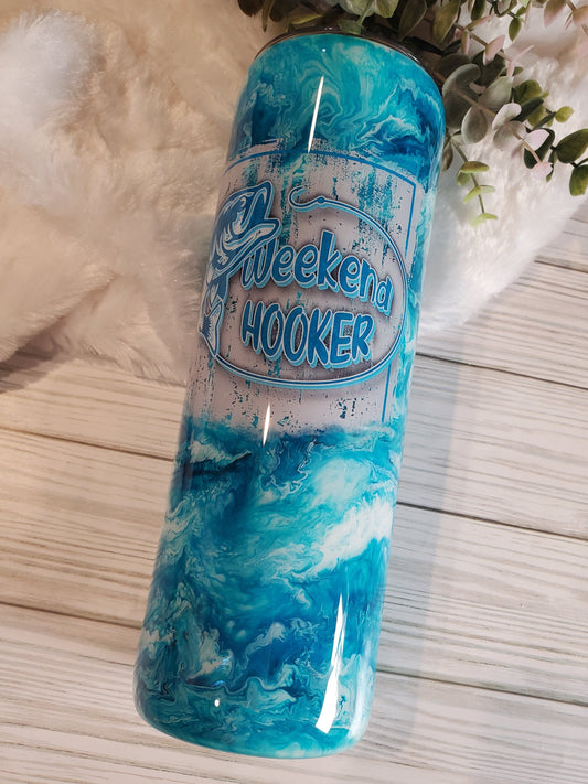 Weekend Hooker ink swirl Non glitter Custom Tumbler - 30 oz Skinny Straight -blues