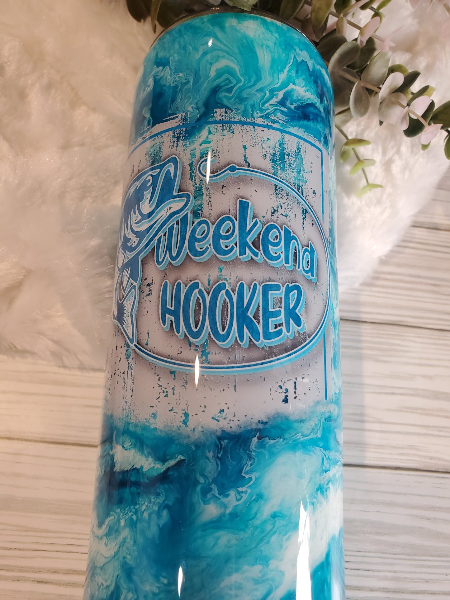 Weekend Hooker ink swirl Non glitter Custom Tumbler - 30 oz Skinny Straight -blues