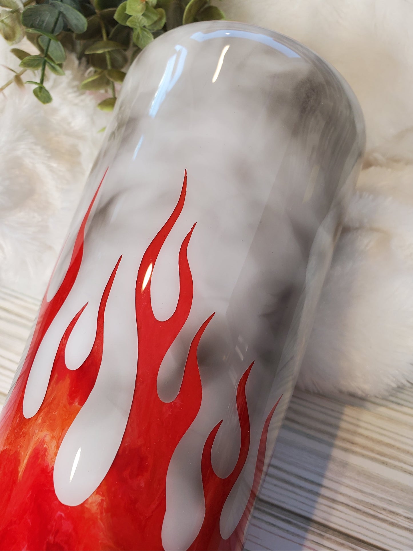 Firefighter Non Glitter Custom Tumbler - 32 oz slim taper - red orange yellow black