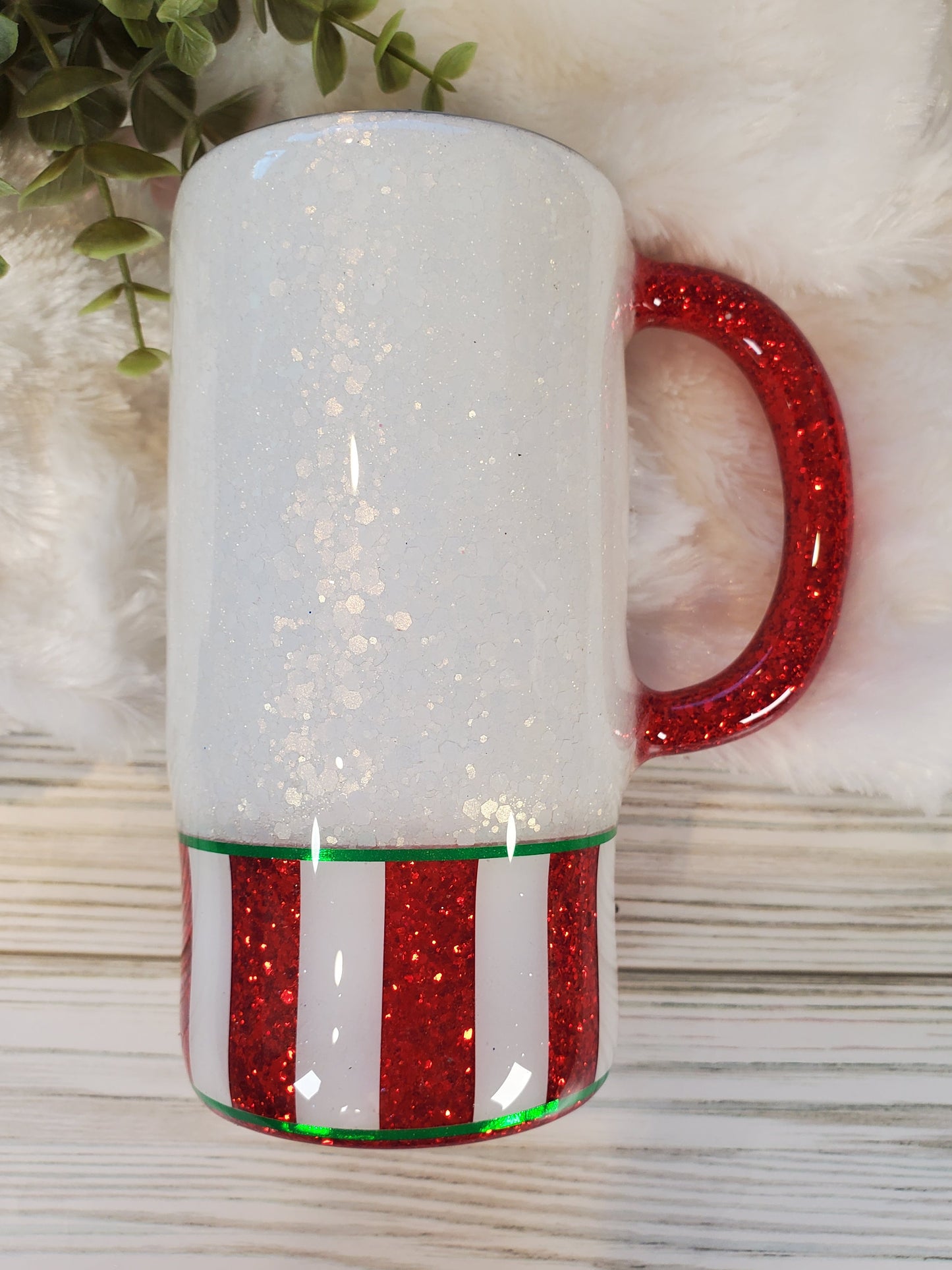 Holiday GNOME Glitter Custom Mug Tumbler - 16 oz Morning Mug - white red