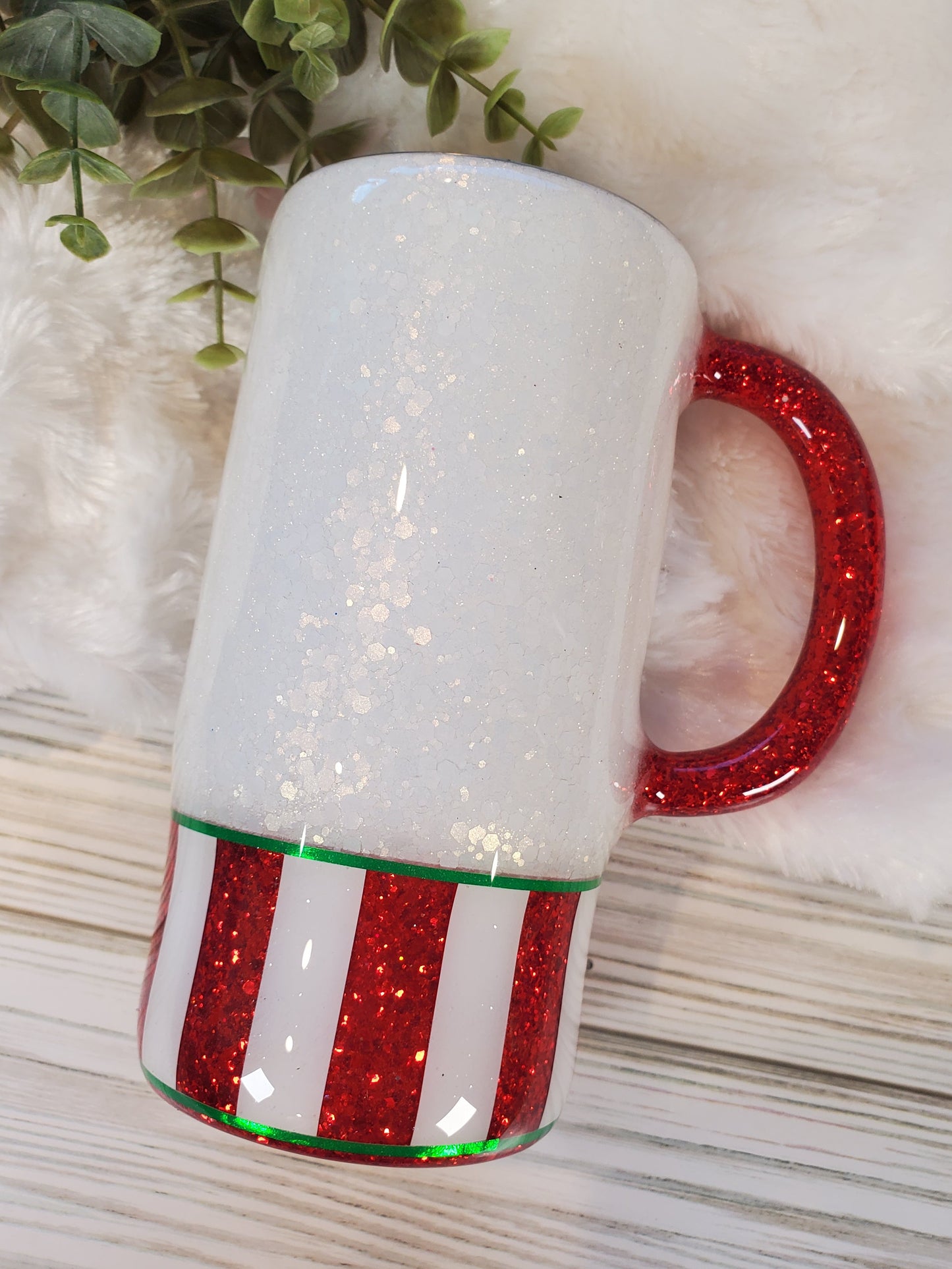 Holiday GNOME Glitter Custom Mug Tumbler - 16 oz Morning Mug - white red
