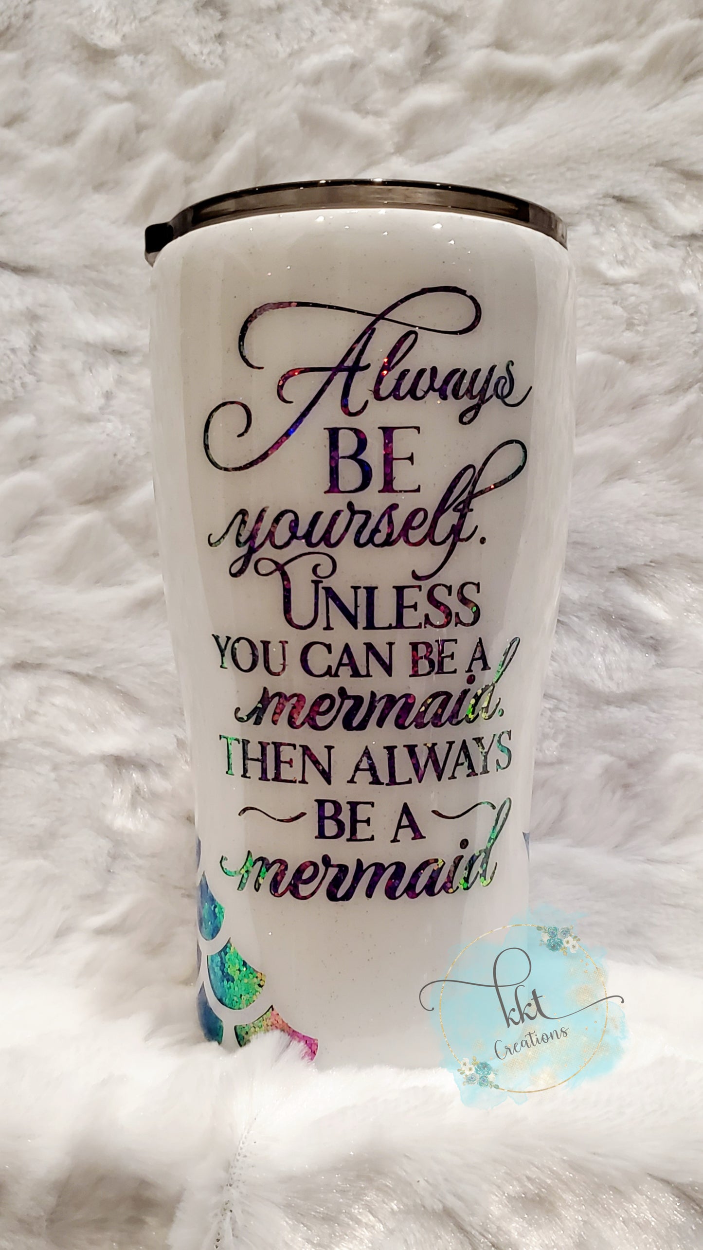 Mermaid Color-shifting Glitter Peekaboo Custom Tumbler - 20 oz curve - purple, green, white