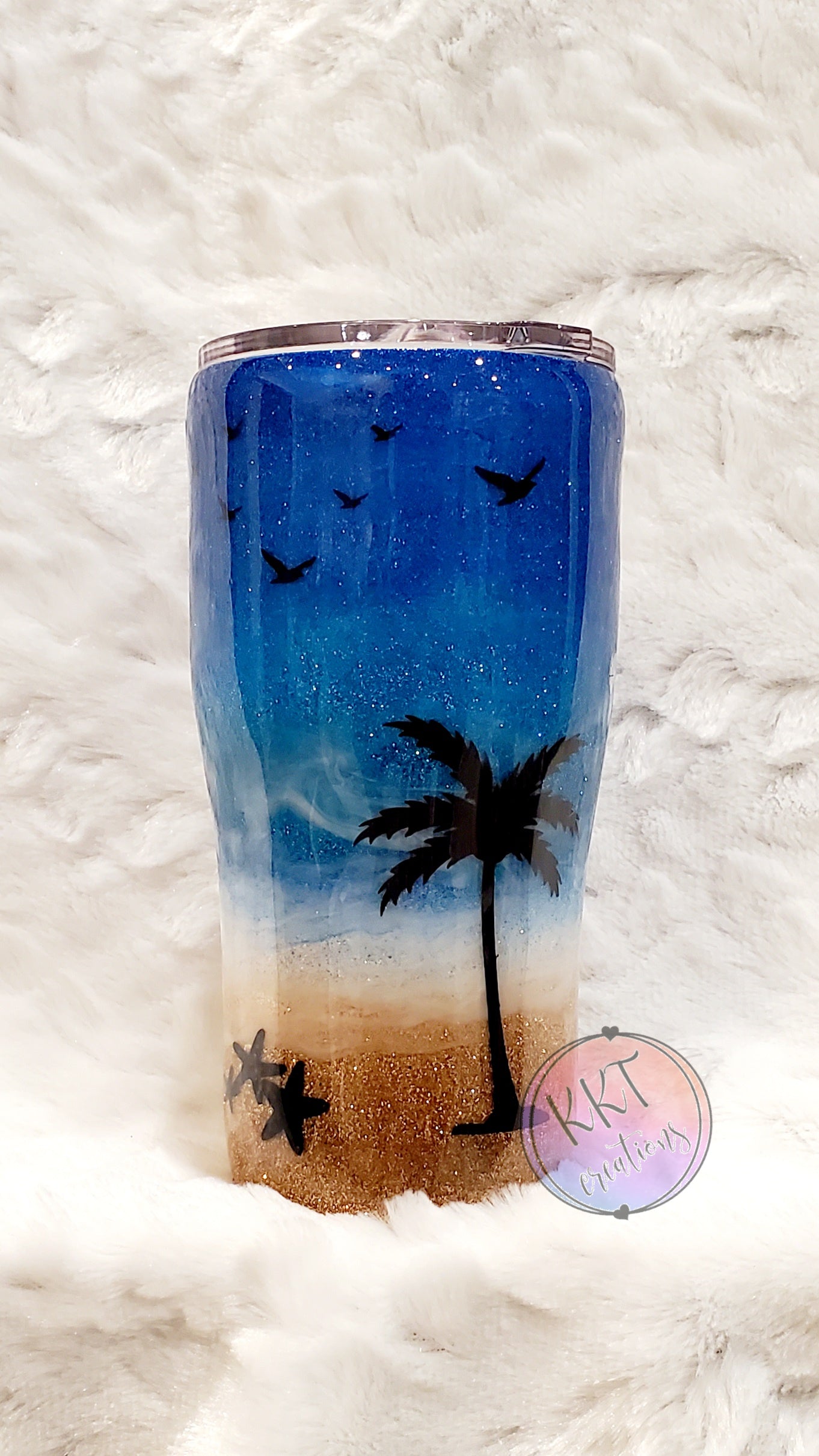 Beach glitter ombre, Drink in my Hand, Toes in the Sand - 20 oz curve