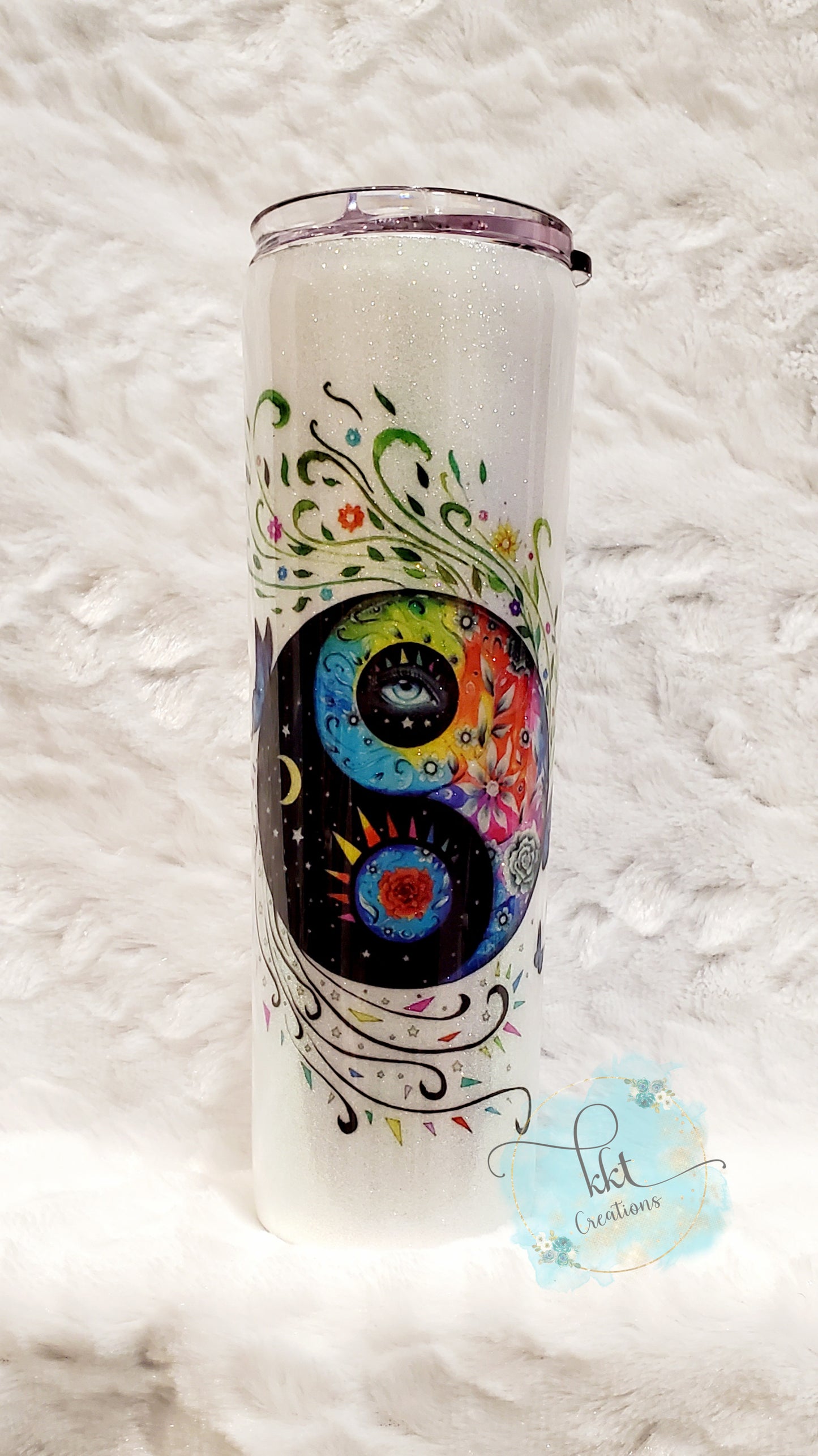 Yin Yang colorful custom tumbler - 30 oz skinny taper