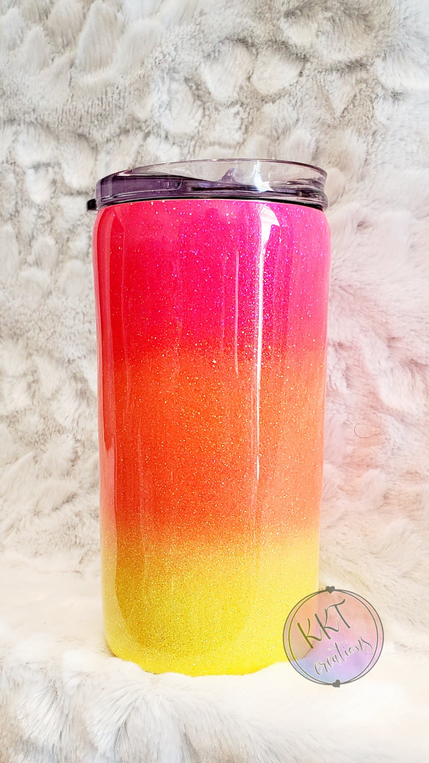 Sunshine mixed with a Little Hurricane Neon Custom Tumbler - 12 oz SLIM douzie (kouzie & regular lid)