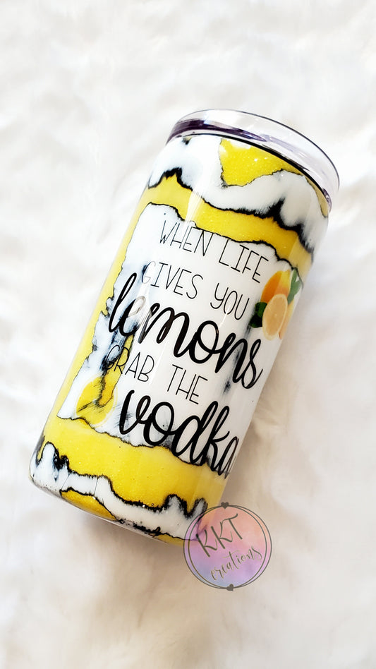 When Life Gives You Lemons, Grab the Vodka Custom tumbler - 12 oz SLIM Douzie, can kouzie & regular lid included