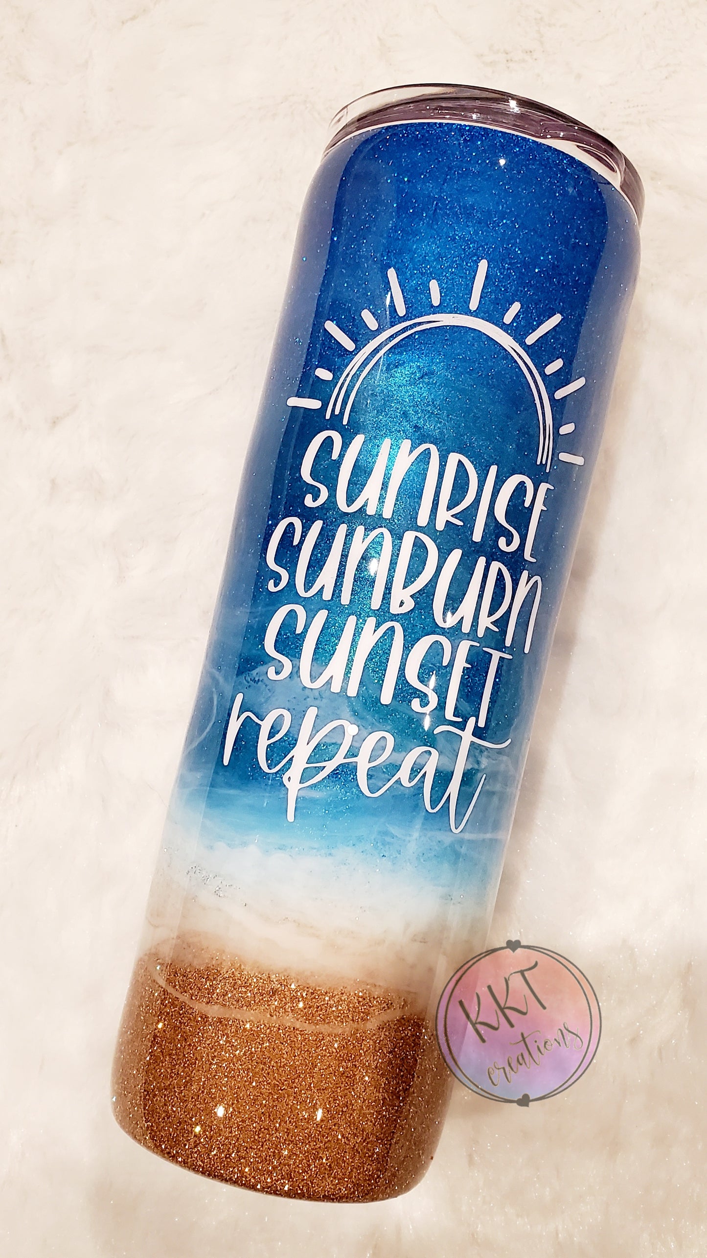 Beach glitter ombre, Sunrise Sunburn Sunset Repeat - 20 oz skinny