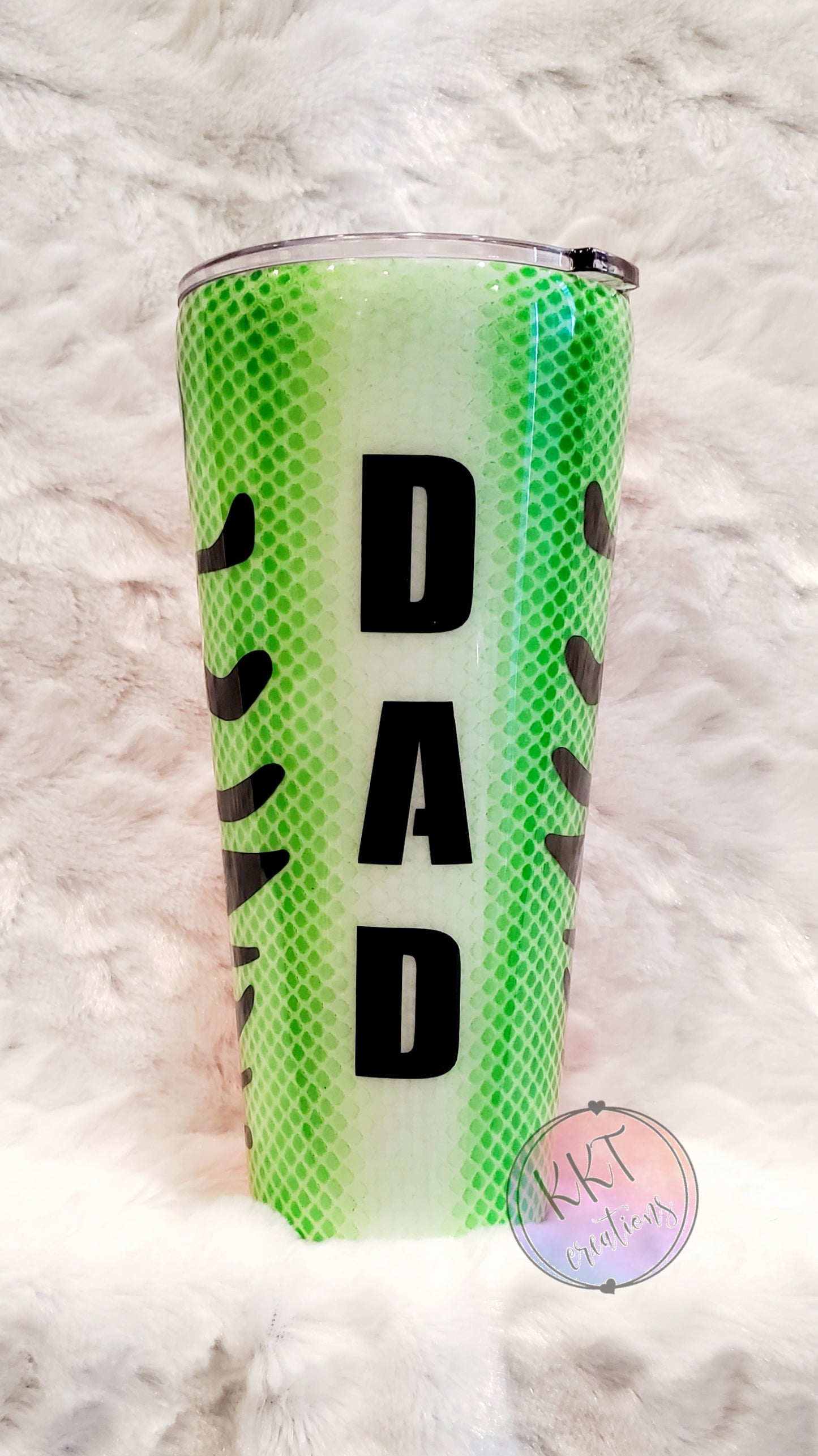 Fishing Lure Custom Tumbler - DAD - 32 oz taper - neon colors