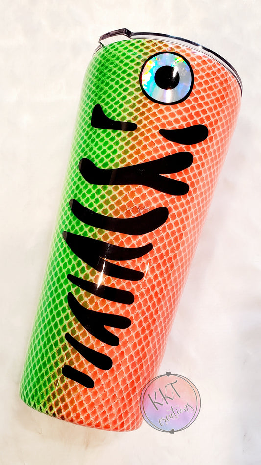 Fishing Lure Custom Tumbler - DAD - 32 oz taper - neon colors