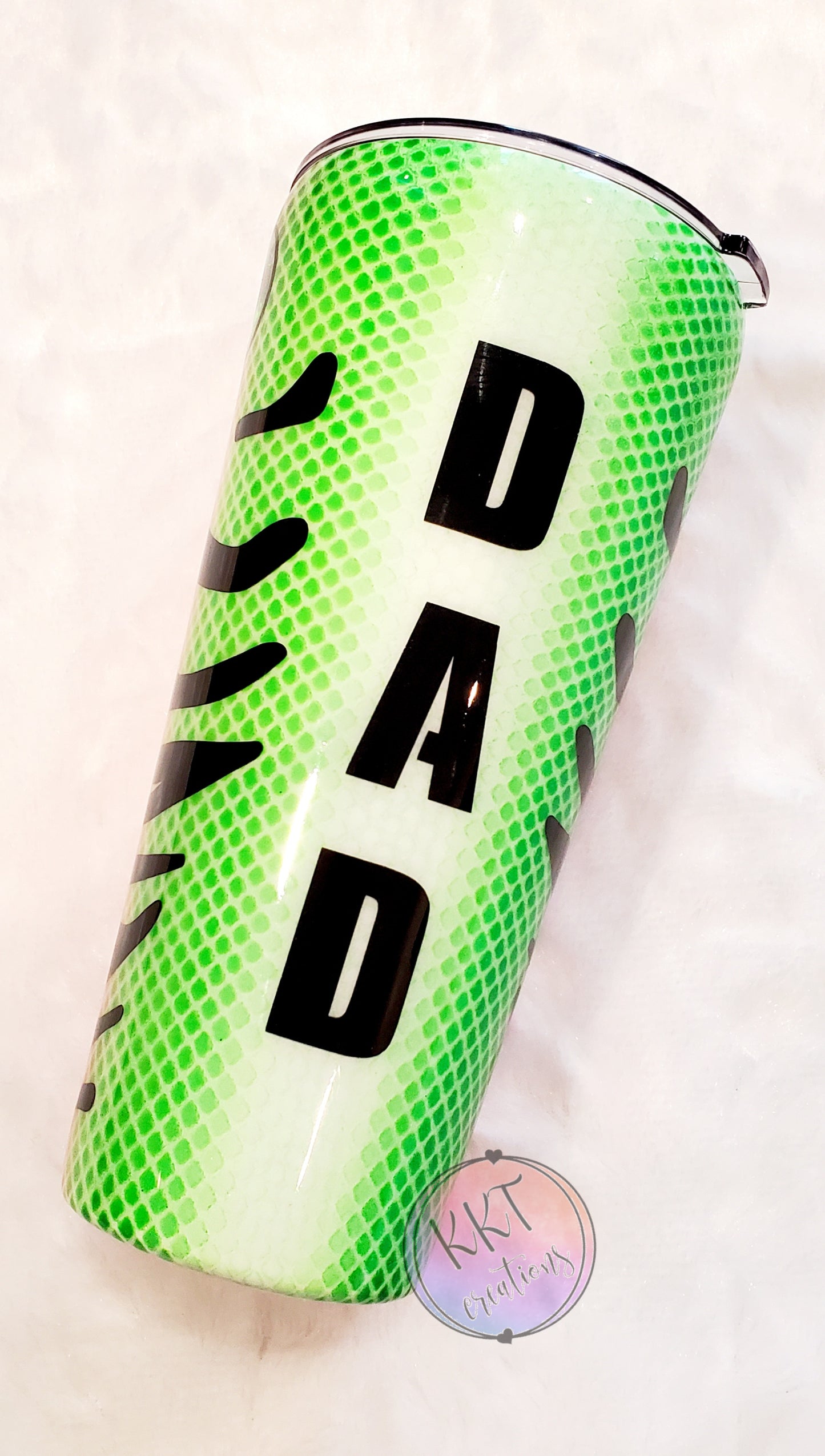 Fishing Lure Custom Tumbler - DAD - 32 oz taper - neon colors