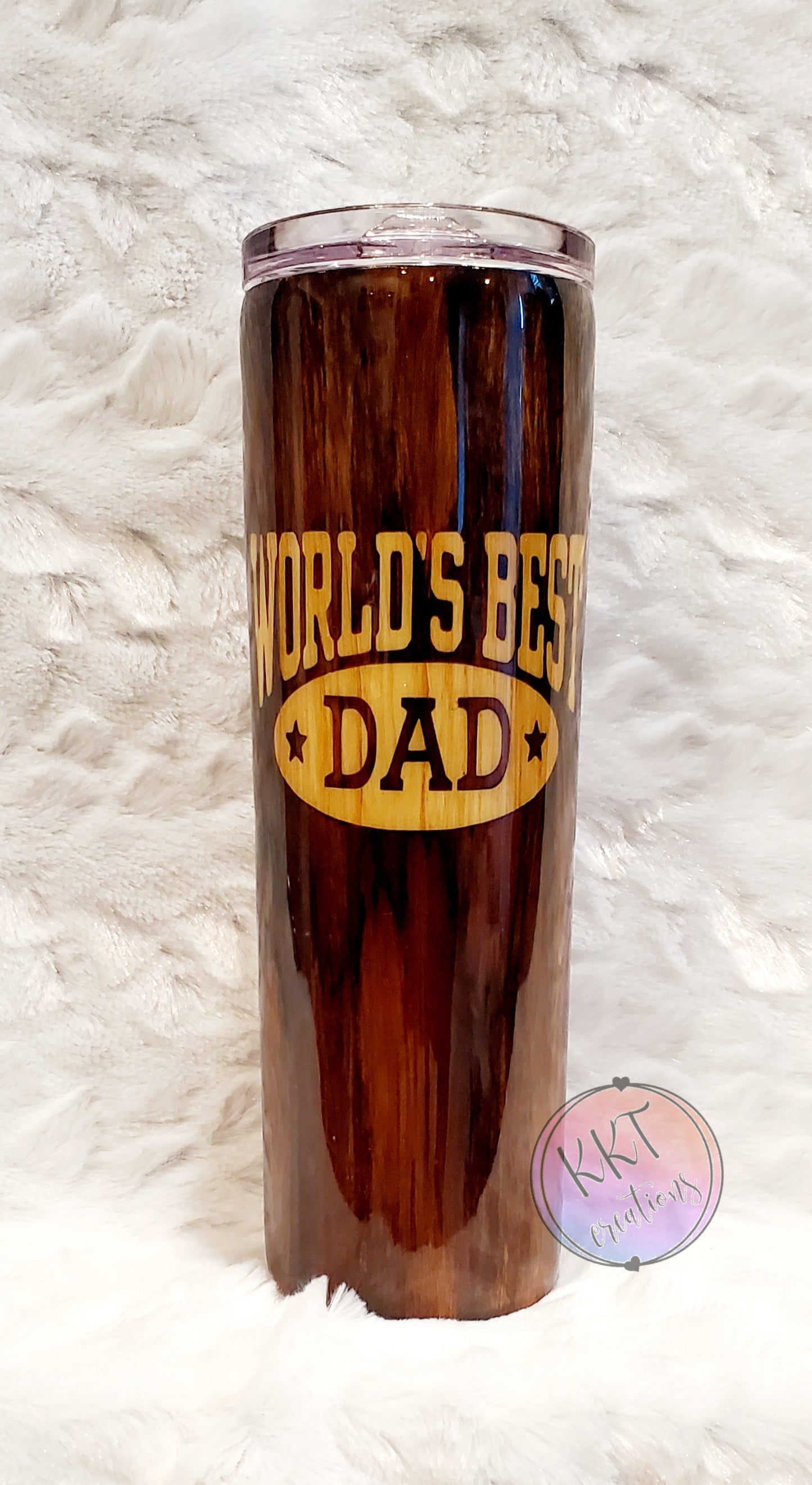 World's Best Dad Woodgrain Custom Tumbler - 30 oz skinny