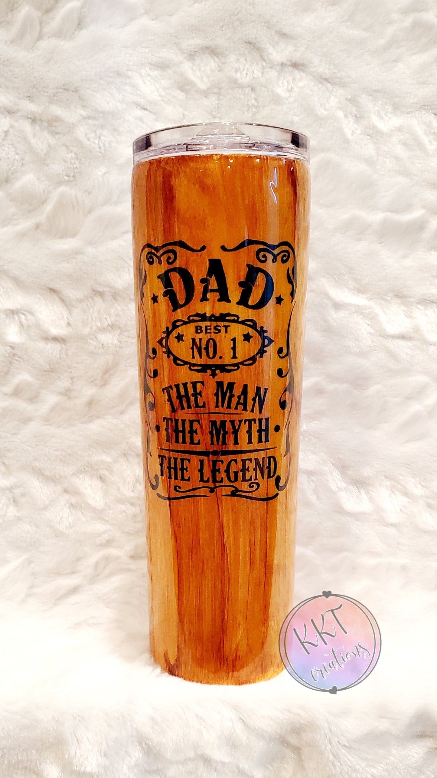 DAD The Man, The Myth, The Legend Woodgrain Custom Tumbler - 30 oz skinny